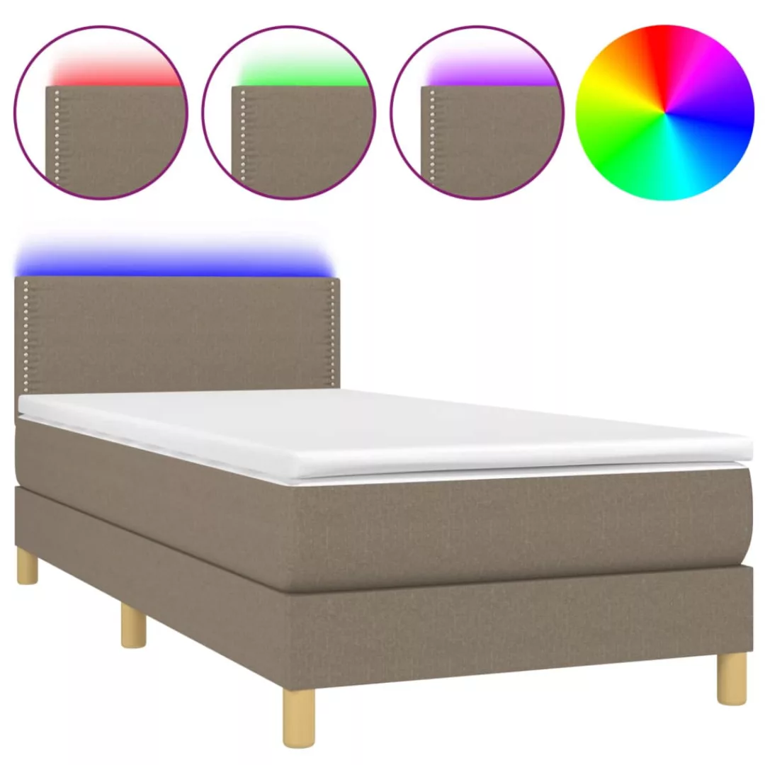 vidaXL Boxspringbett Boxspringbett mit Matratze LED Taupe 100x200 cm Stoff günstig online kaufen