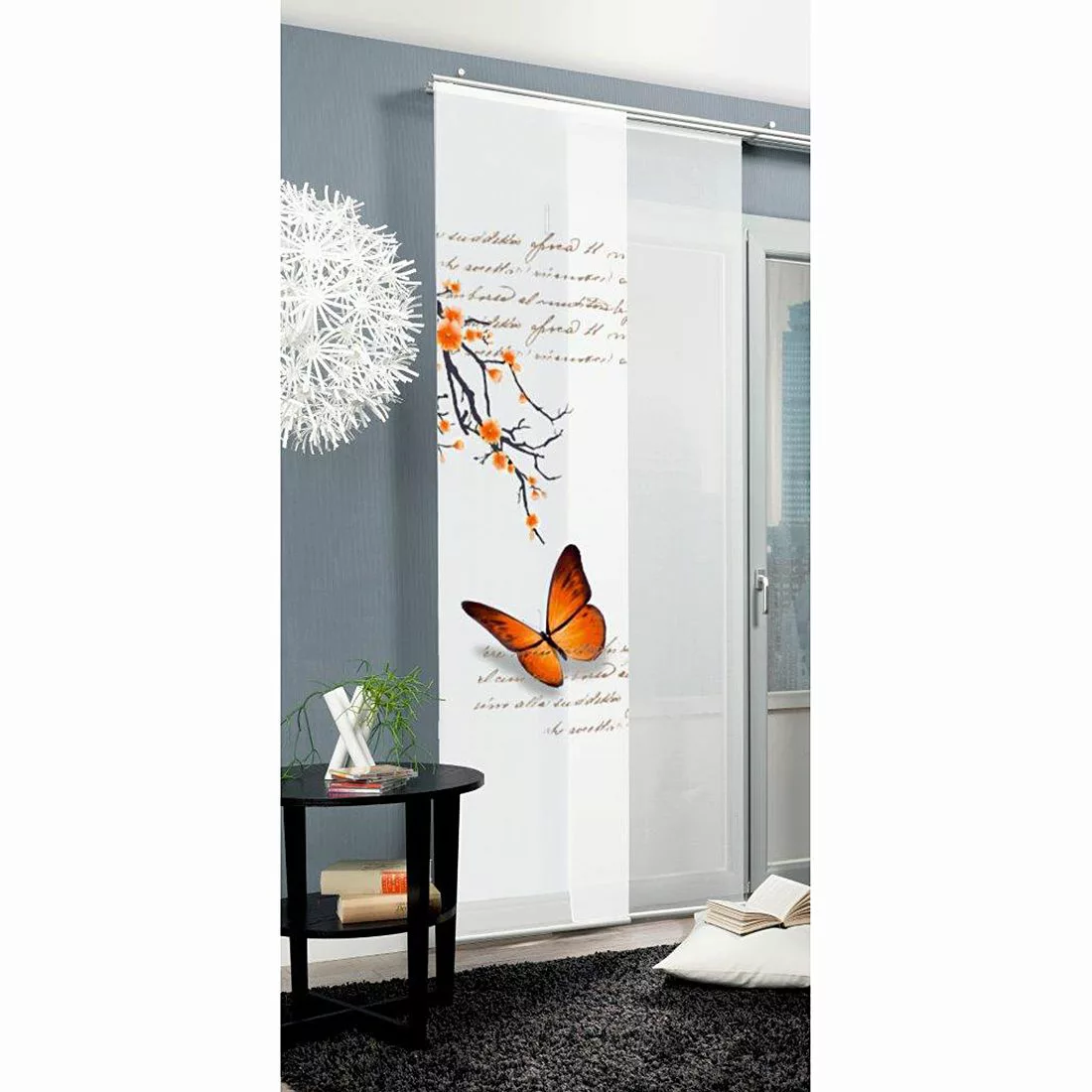 home24 Home Wohnideen Schiebevorhang Butterfly Orange 60x245 cm (BxH) Kunst günstig online kaufen