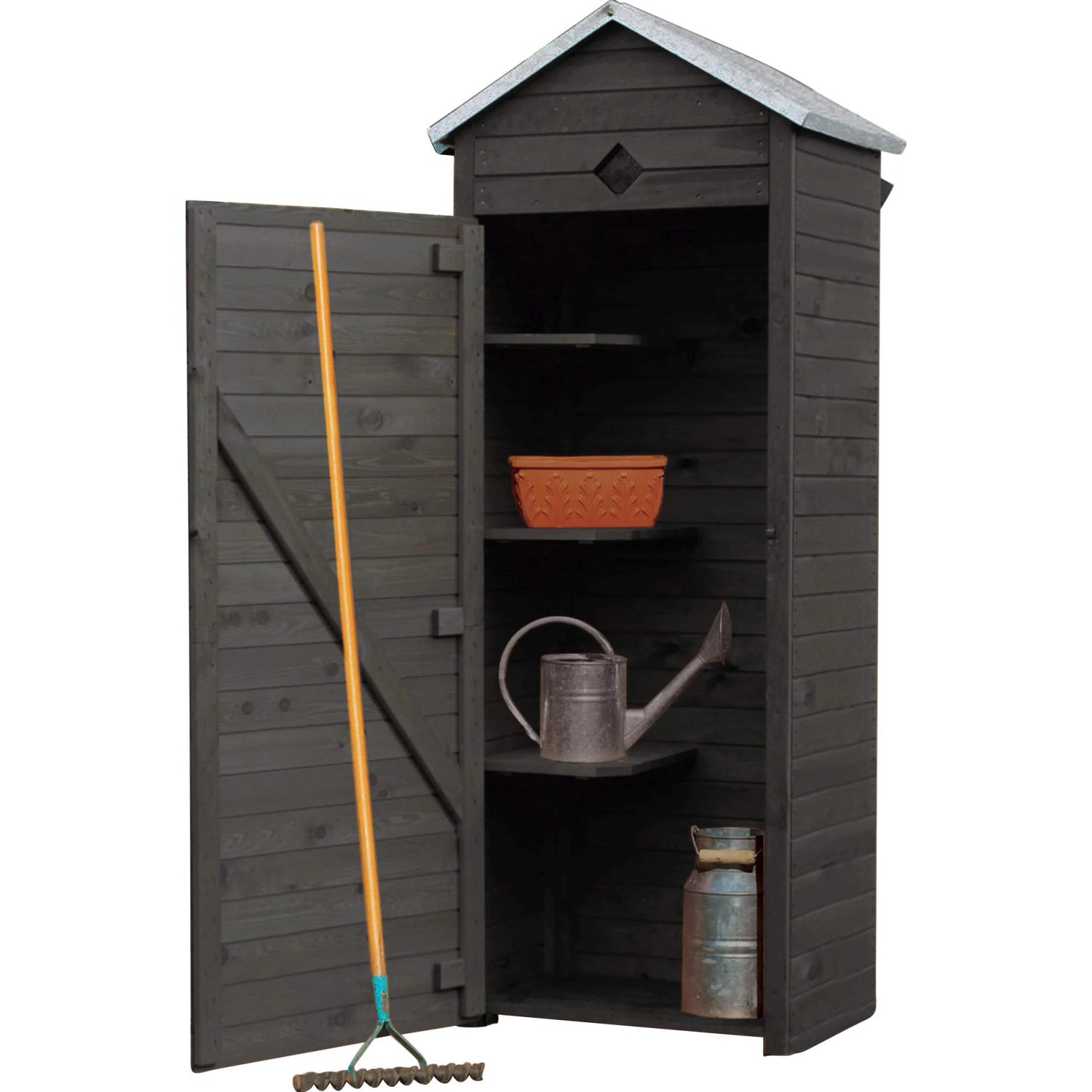 Promadino Gartenschrank Babylon Anthrazit (BxTxH) 78 x 49,5 x 194,5 cm günstig online kaufen
