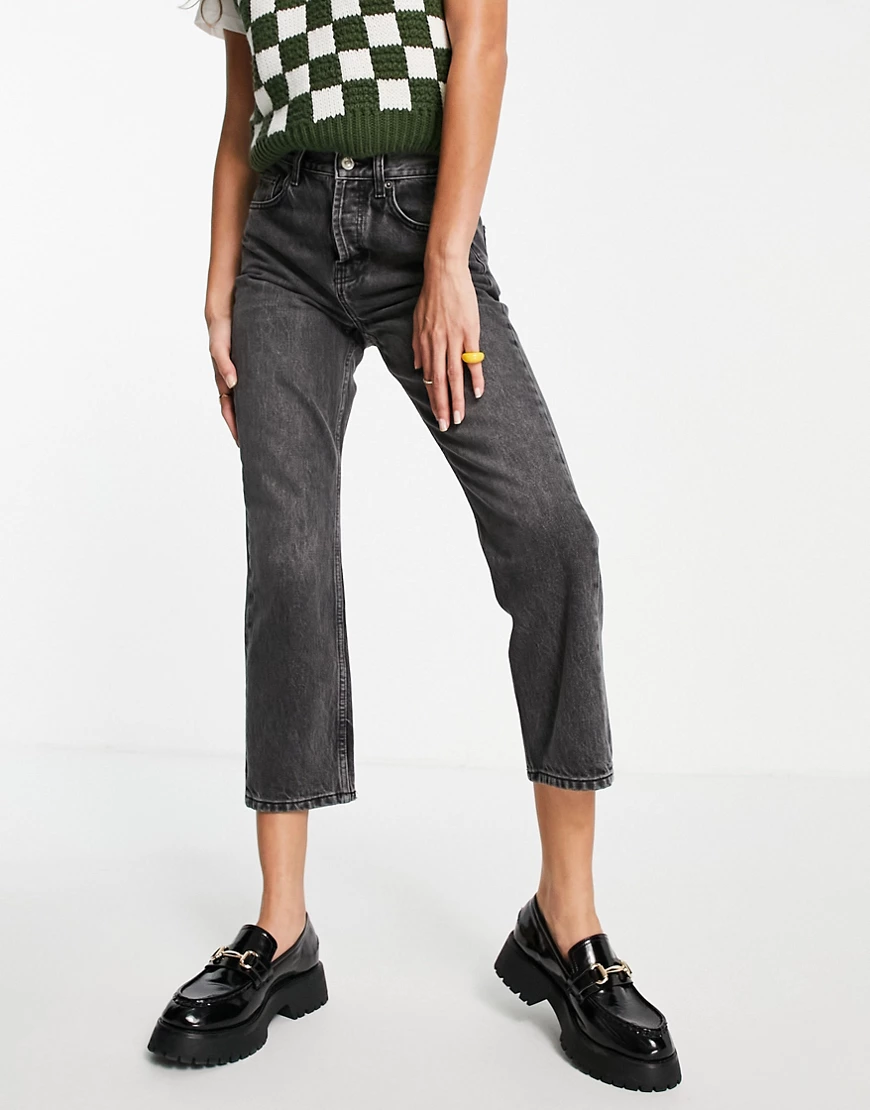 Topshop – Editor – Jeans aus recyceltem Baumwollmix in verwaschenem Schwarz günstig online kaufen