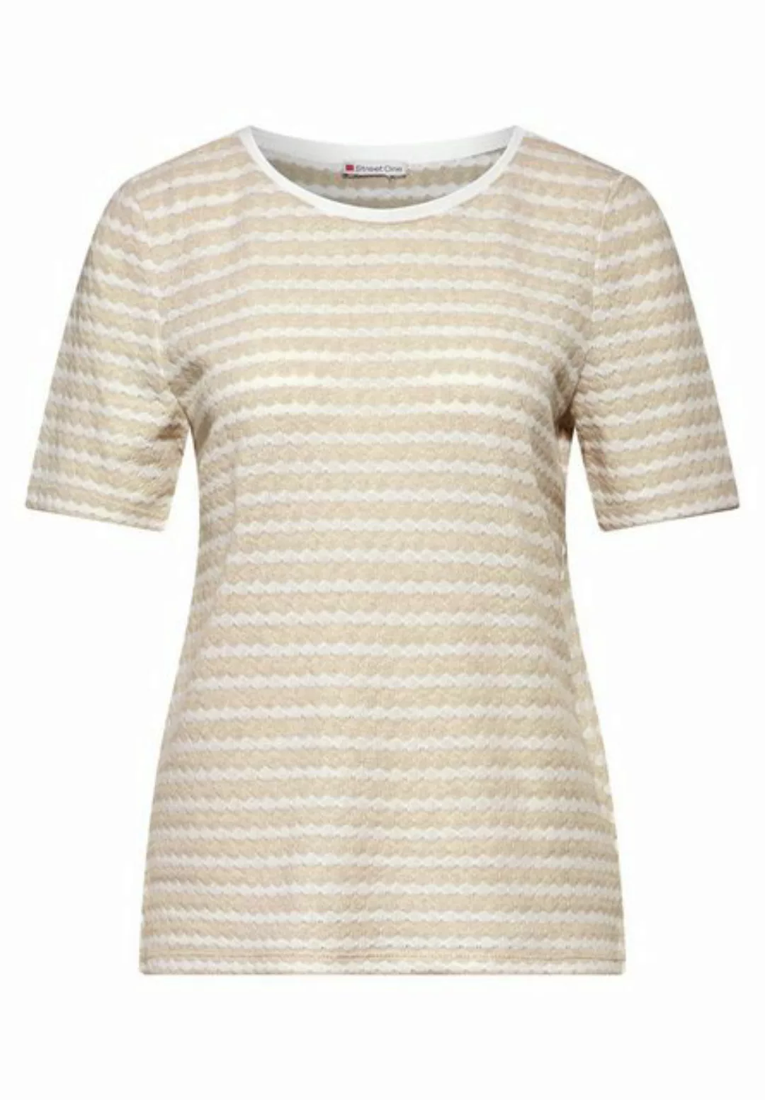 STREET ONE T-Shirt LTD QR yds knit look shirt, smooth sand beige günstig online kaufen