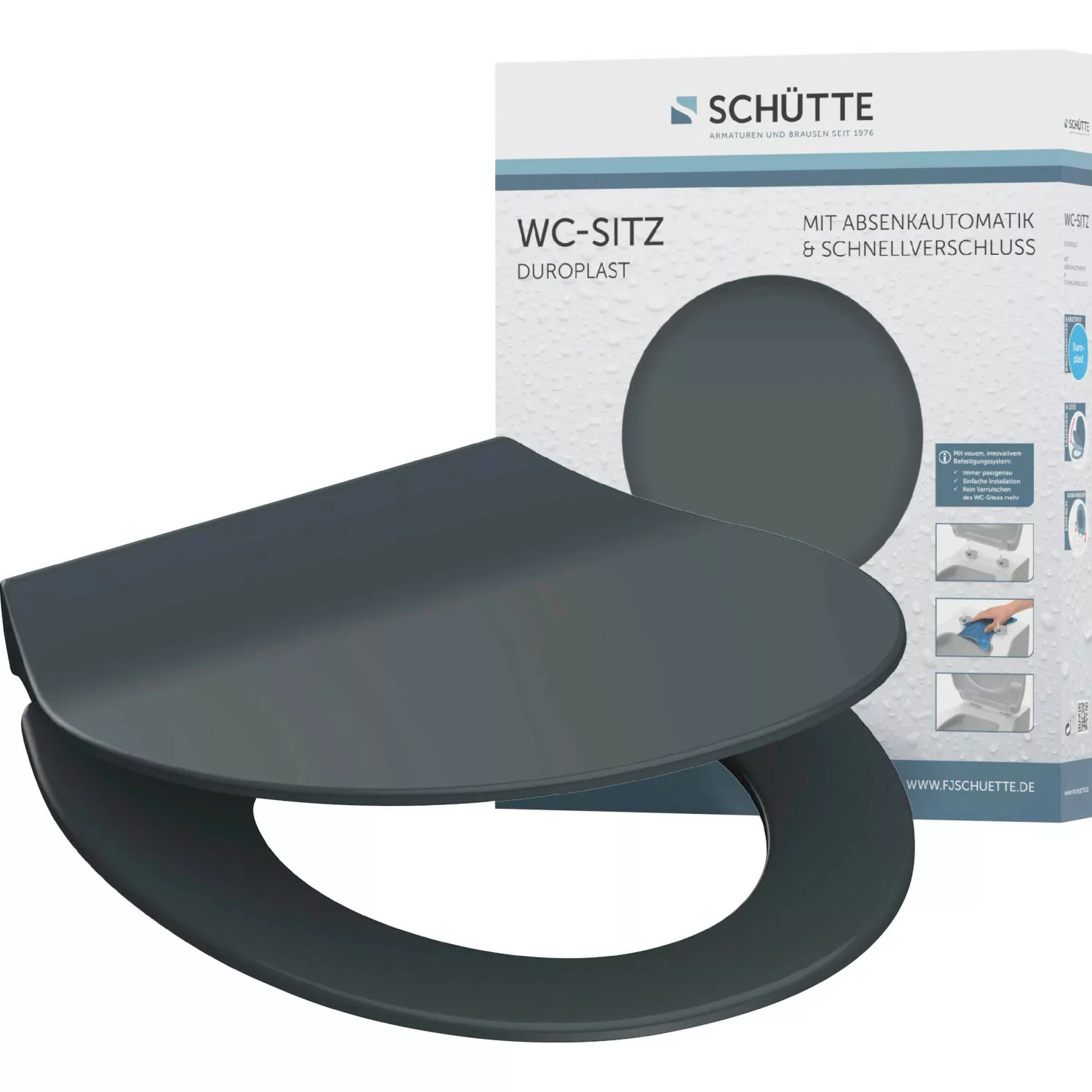 Schütte WC-Sitz Slim Anthrazit Duroplast mit Absenkautomatik & Schnellversc günstig online kaufen