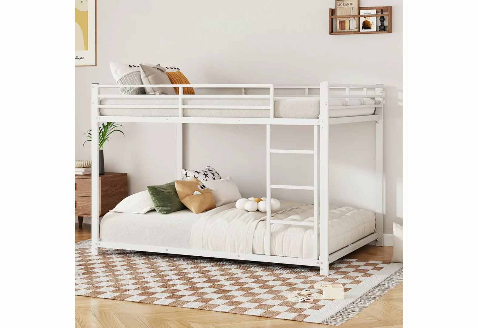 Flieks Etagenbett, Kinderbett Metallbett Doppelbett mit Lattenrost und Leit günstig online kaufen