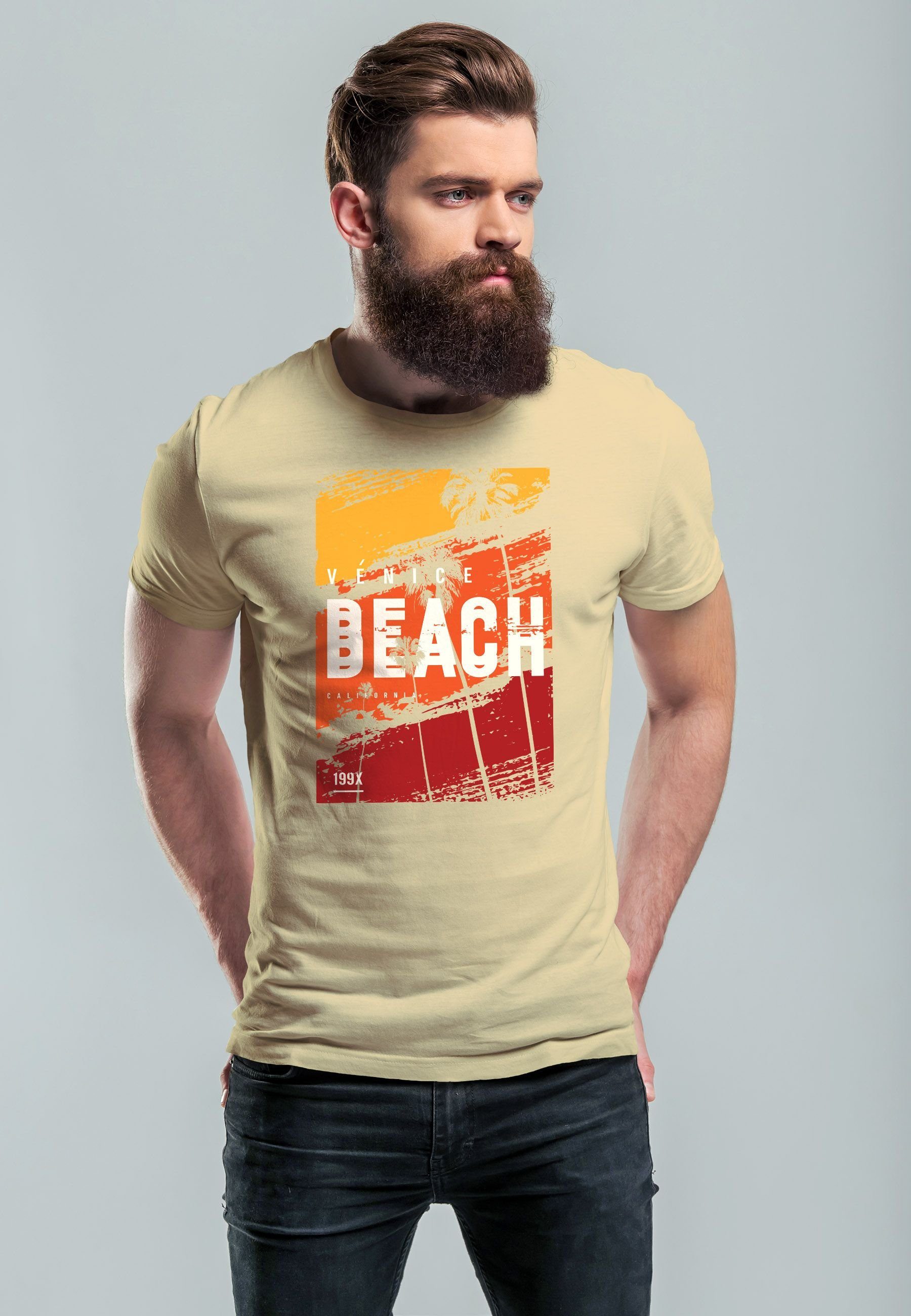 Neverless Print-Shirt Herren T-Shirt Sommer Venice günstig online kaufen
