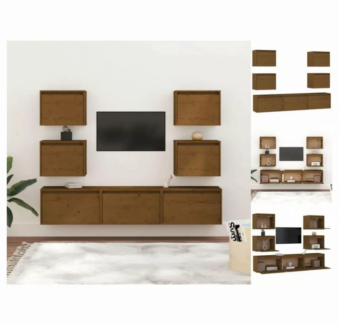 vidaXL TV-Schrank TV-Schränke 7 Stk Honigbraun Massivholz Kiefer Lowboard L günstig online kaufen