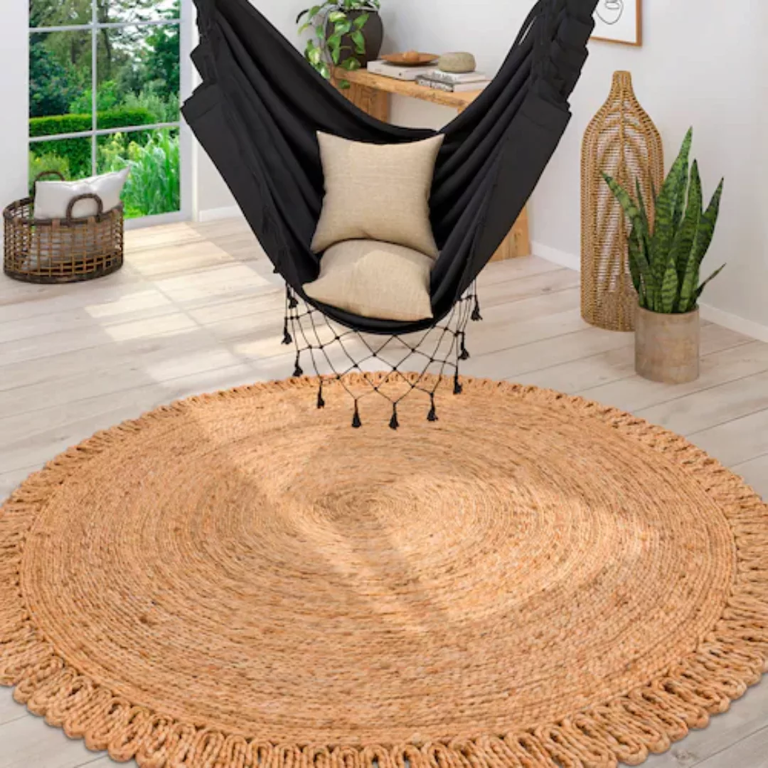 Paco Home Teppich »Viborg 596«, rund, handgefertigter Natur-Teppich, Jute, günstig online kaufen