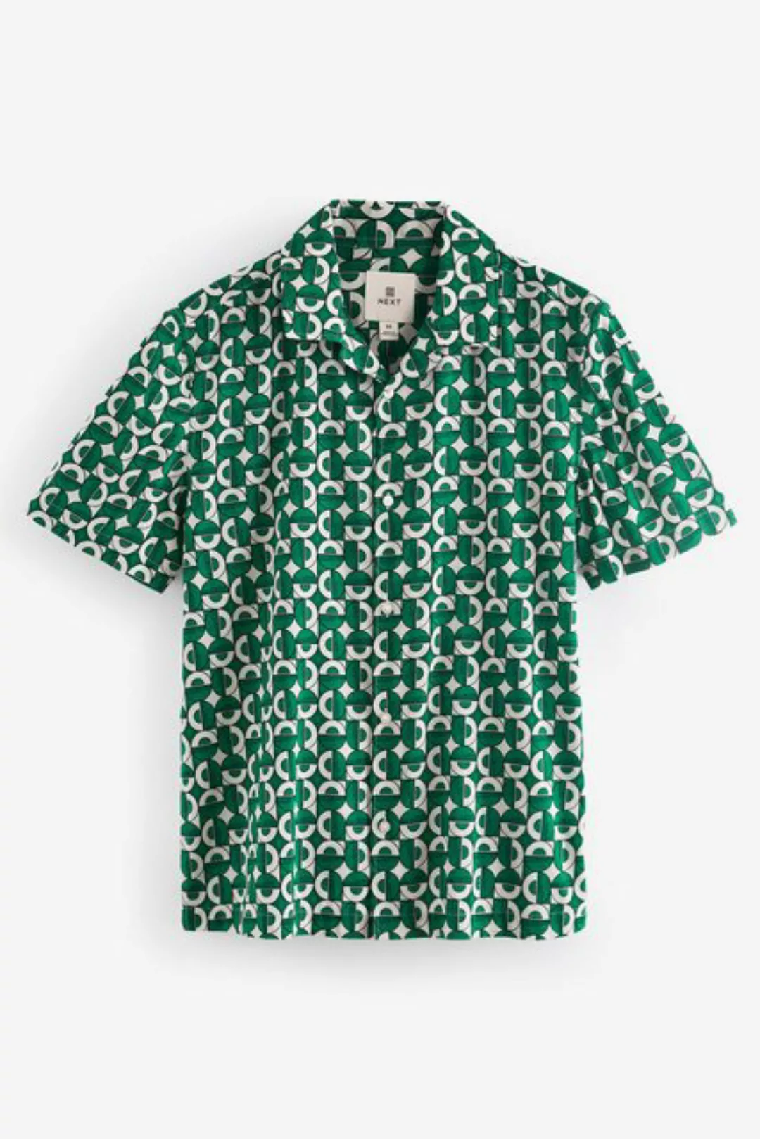 Next Kurzarmhemd Kurzärmeliges Hemd, grüner Geo-Druck (1-tlg) günstig online kaufen