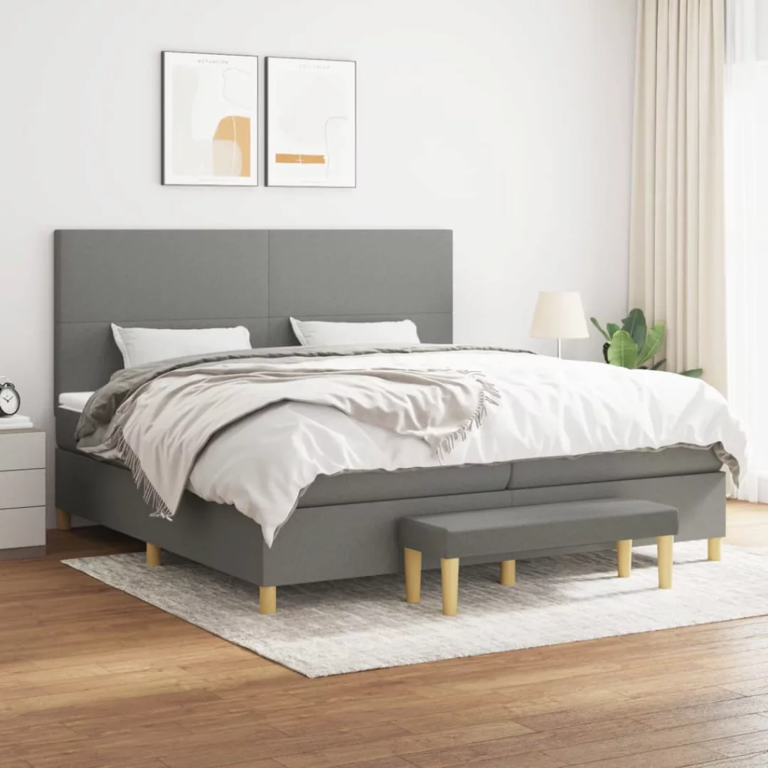 Vidaxl Boxspringbett Mit Matratze Dunkelgrau 200x200 Cm Stoff günstig online kaufen