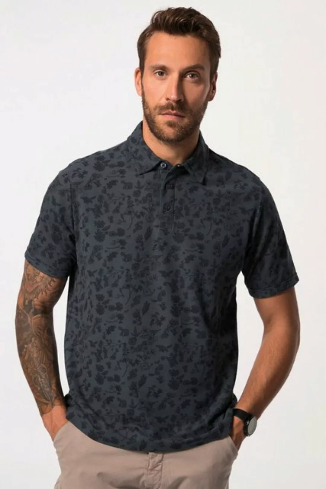 JP1880 Poloshirt Poloshirt Halbarm Piqué floraler Print bis 8 XL günstig online kaufen