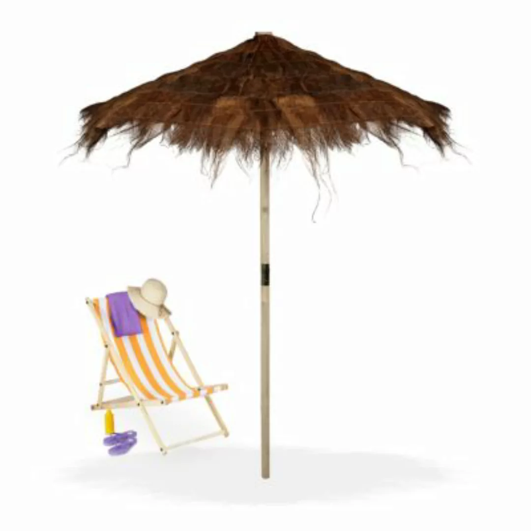 relaxdays Hawaii Sonnenschirm aus Palmhaar braun günstig online kaufen