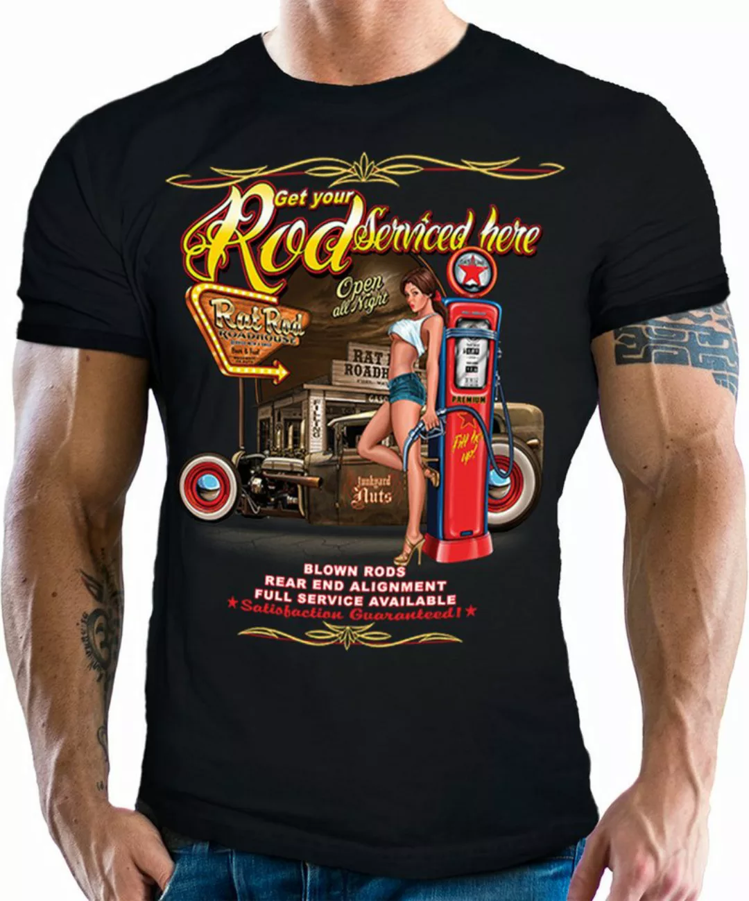 GASOLINE BANDIT® T-Shirt für Hotrod US-Car Muscle-Car Fans: Get your Rod Se günstig online kaufen