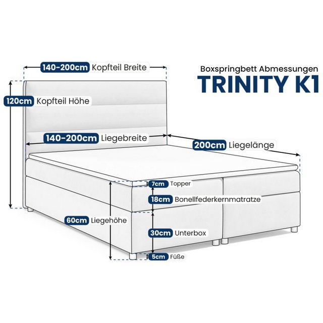 Best for Home Boxspringbett mit Bettkasten Trinity K-1 Bonellfederkern inkl günstig online kaufen