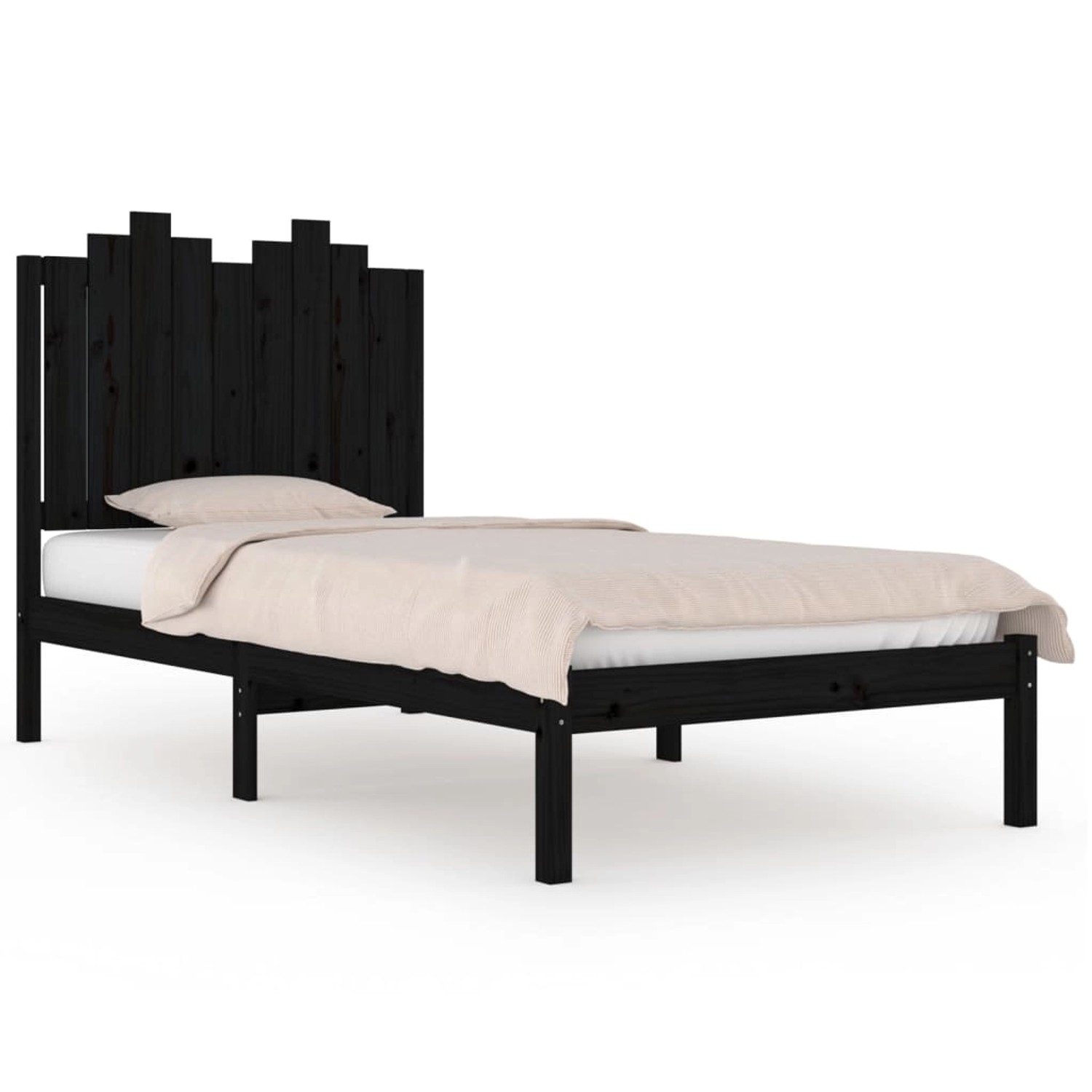 vidaXL Massivholzbett Schwarz Kiefer 75x190 cm 2FT6 Small Single1083657 günstig online kaufen