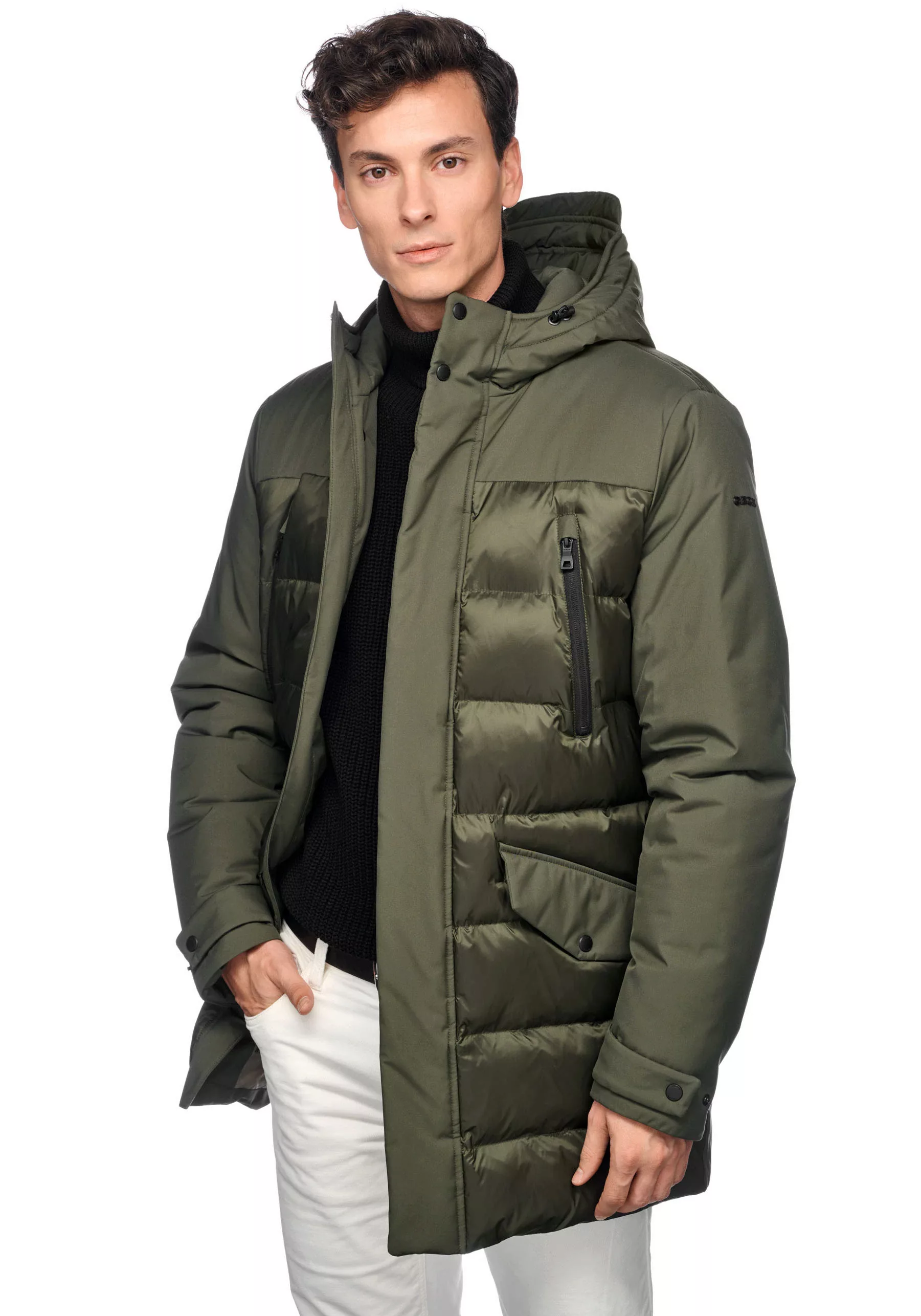 Geox Langjacke "SAPIENZA", mit Kapuze, im Materialmix, 4 Taschen, Kapuze, v günstig online kaufen