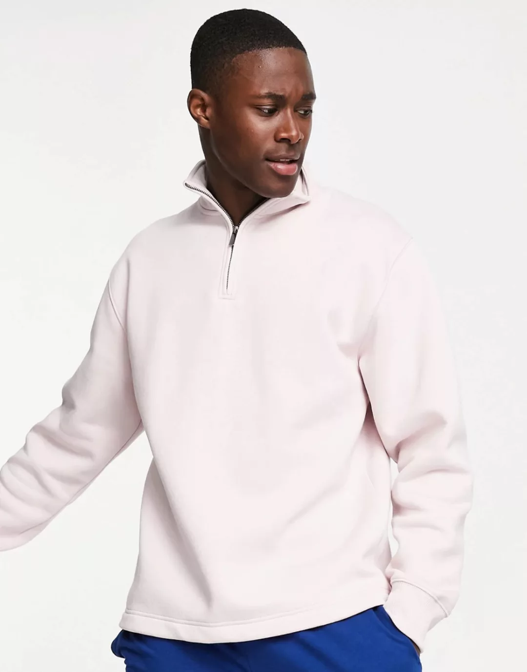 Topman – Sweatshirt in Rosa mit halblangem Reißverschluss, Kombiteil günstig online kaufen