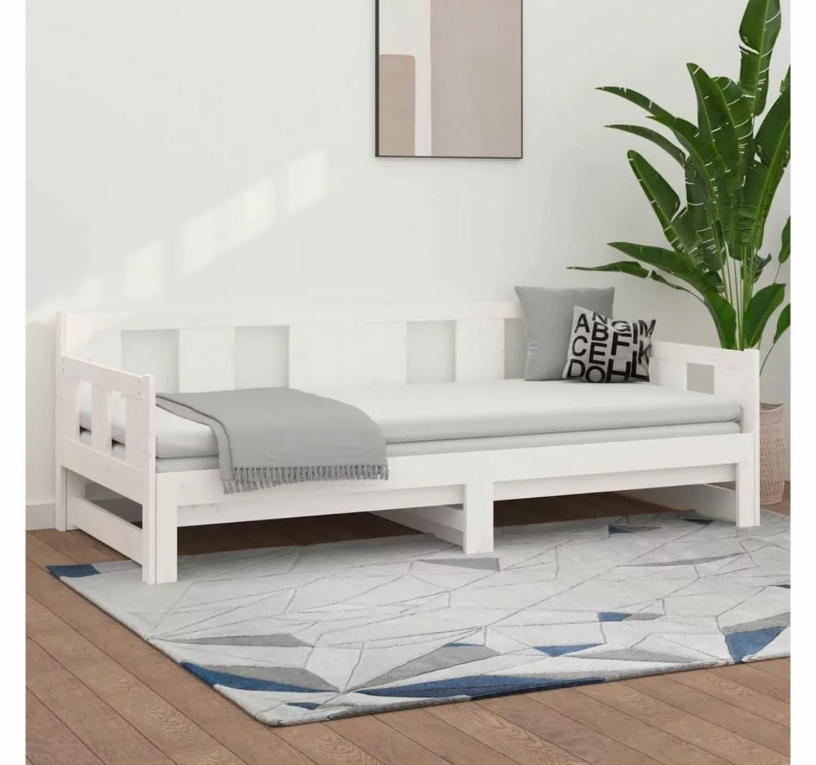 furnicato Bett Tagesbett Ausziehbar Weiß Massivholz Kiefer 2x(80x200) cm günstig online kaufen