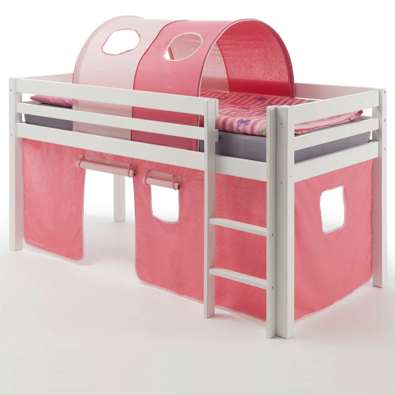 Hochbett MAX mit Vorhang+Tunnel pink/rosa günstig online kaufen