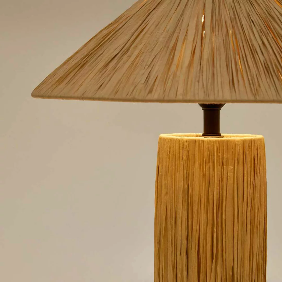 Raffiabast Tischlampe in modernem Design 41 cm hoch - 35 cm breit günstig online kaufen