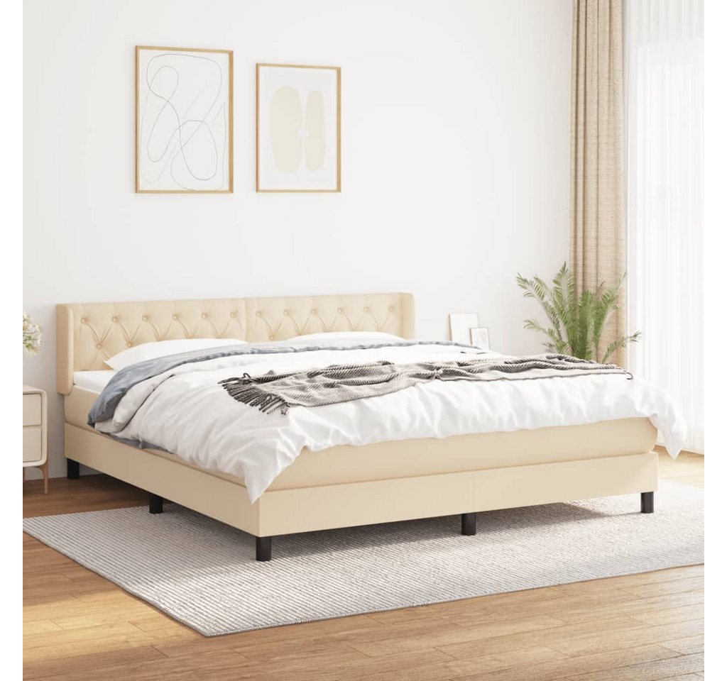 vidaXL Boxspringbett Boxspringbett mit Matratze Creme 160x200 cm Stoff Bett günstig online kaufen