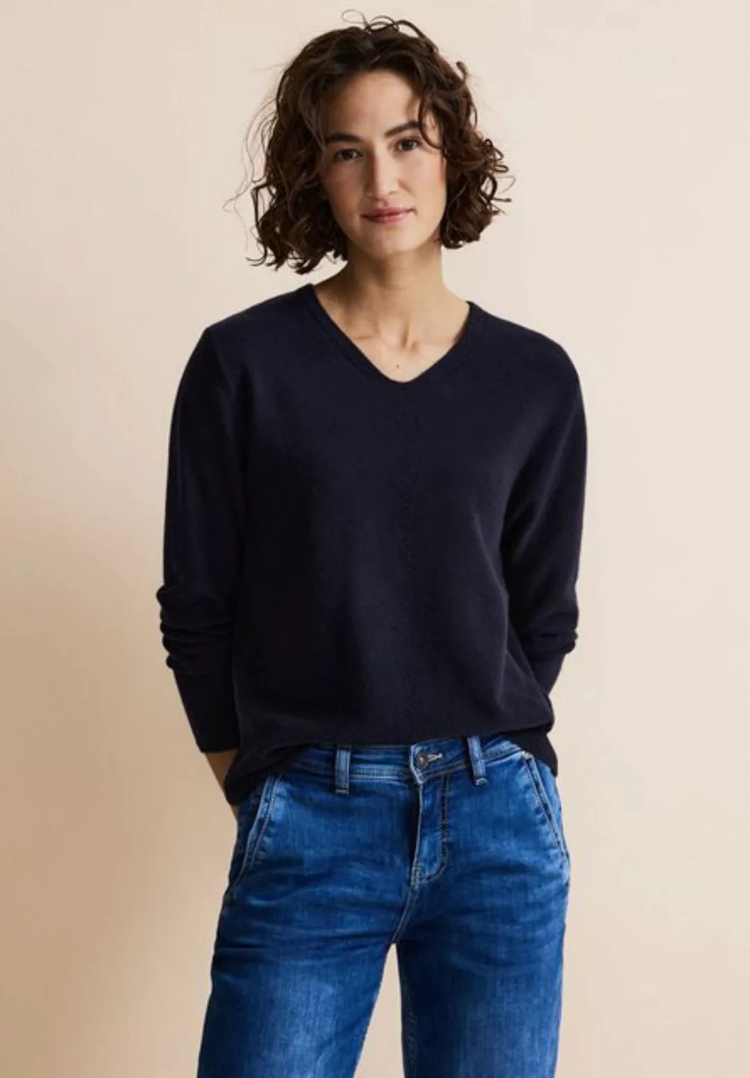 STREET ONE V-Ausschnitt-Pullover in Melange Optik günstig online kaufen