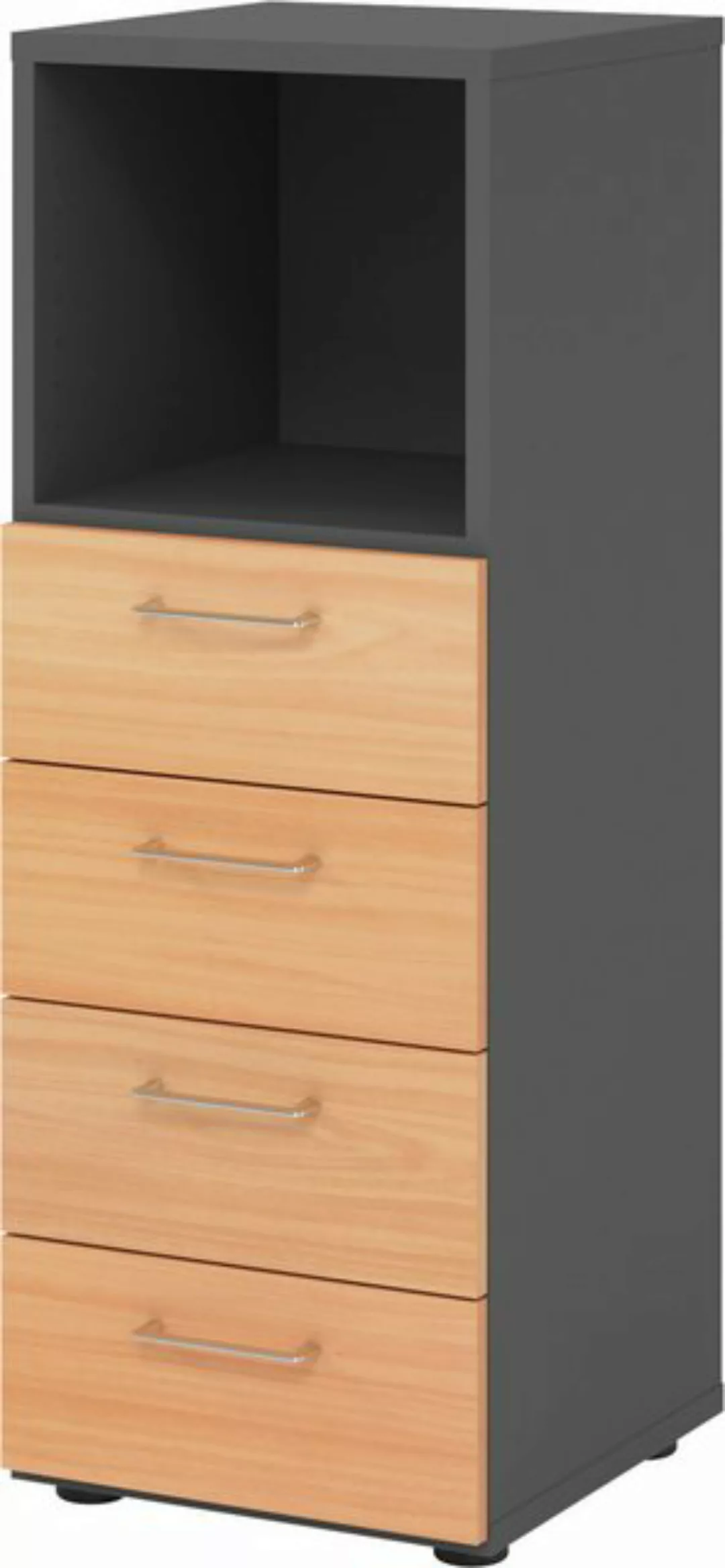 bümö Aktenschrank smart Schubladen Kombi - 4 Schübe Dekor: Graphit/Buche günstig online kaufen