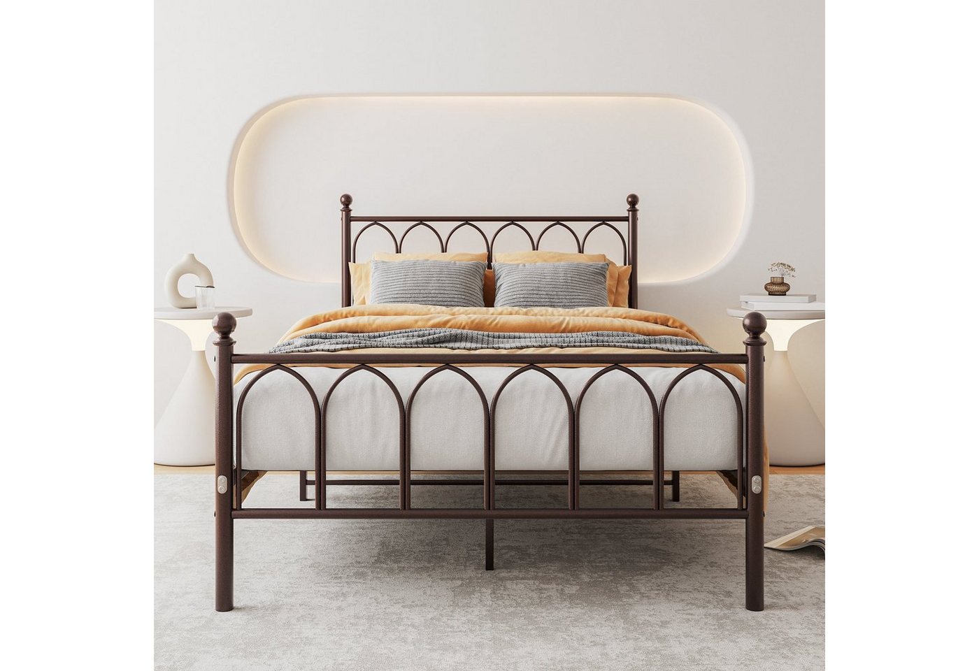 OKWISH Metallbett Metallbett Einzelbett Jugendzimmer mit Lattenrost ohne Ma günstig online kaufen