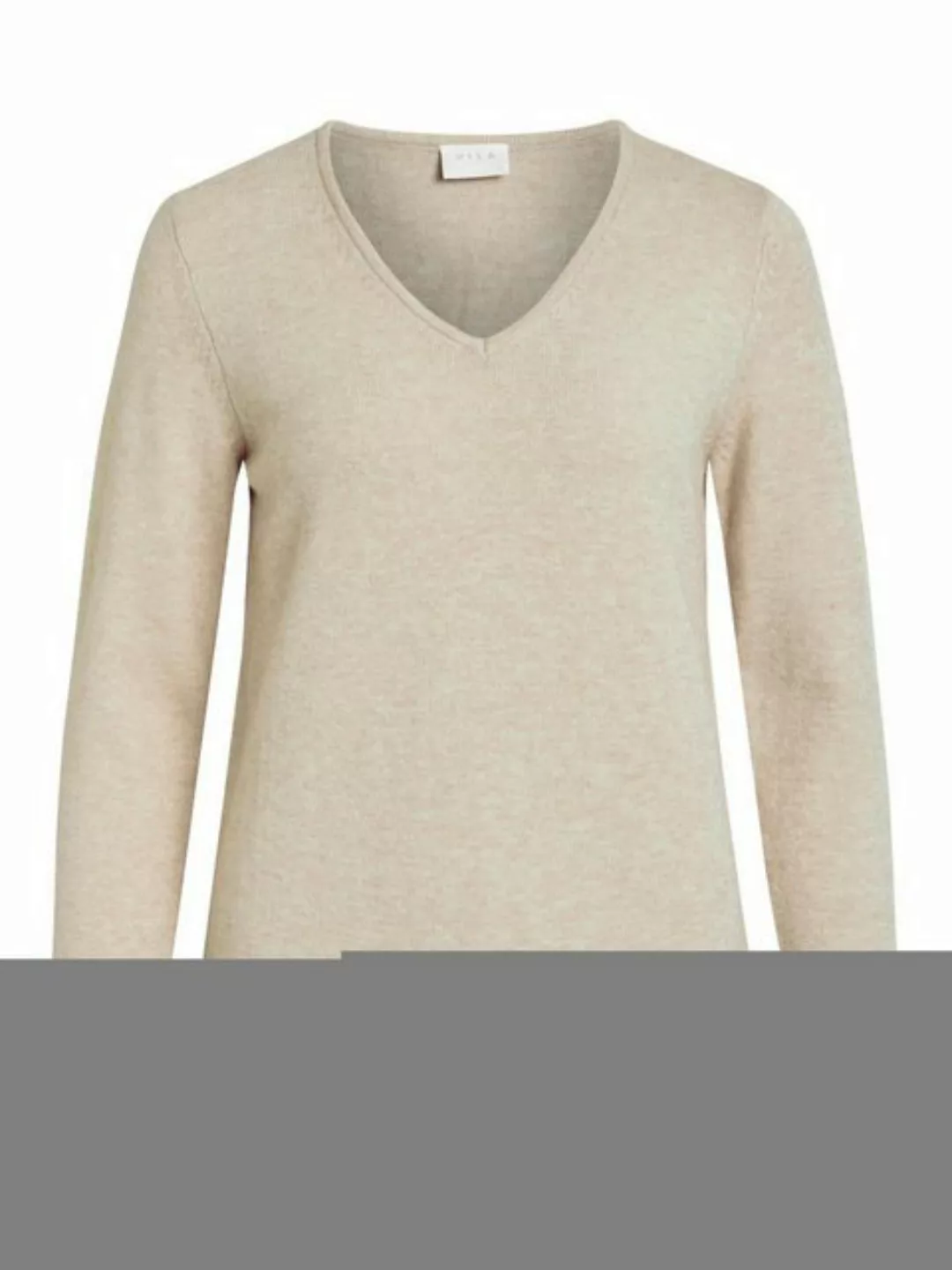 Vila Ril Langarm-pullover Mit V-ausschnitt 2XL Natural Melange günstig online kaufen