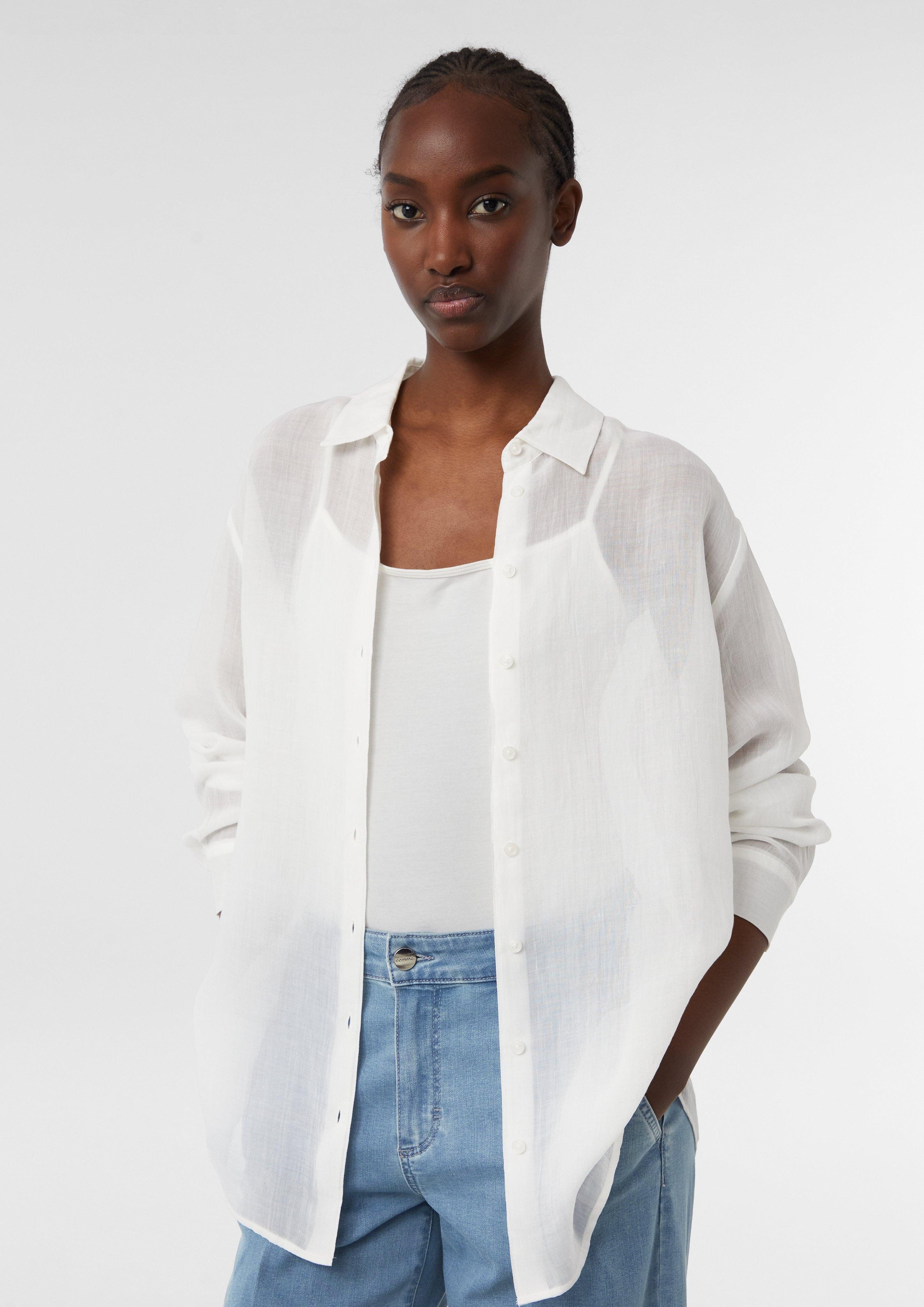 Comma Langarmbluse Semitransparente Ramie-Bluse in Oversize günstig online kaufen