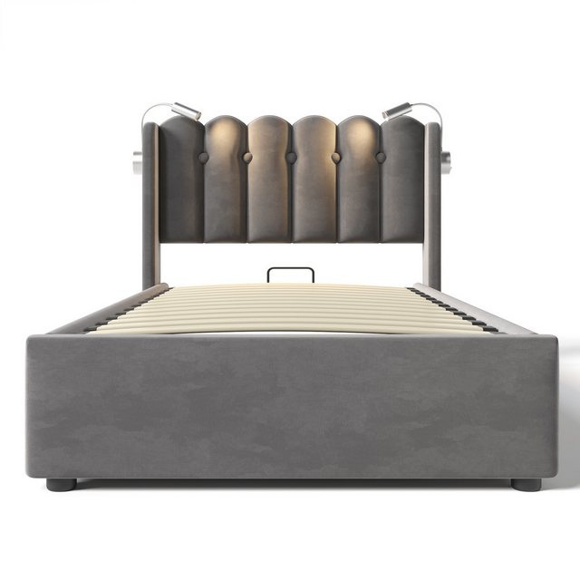 Gotagee Polsterbett Einzelbett Stauraumbett Jugendbett mit Leselicht 90x200 günstig online kaufen