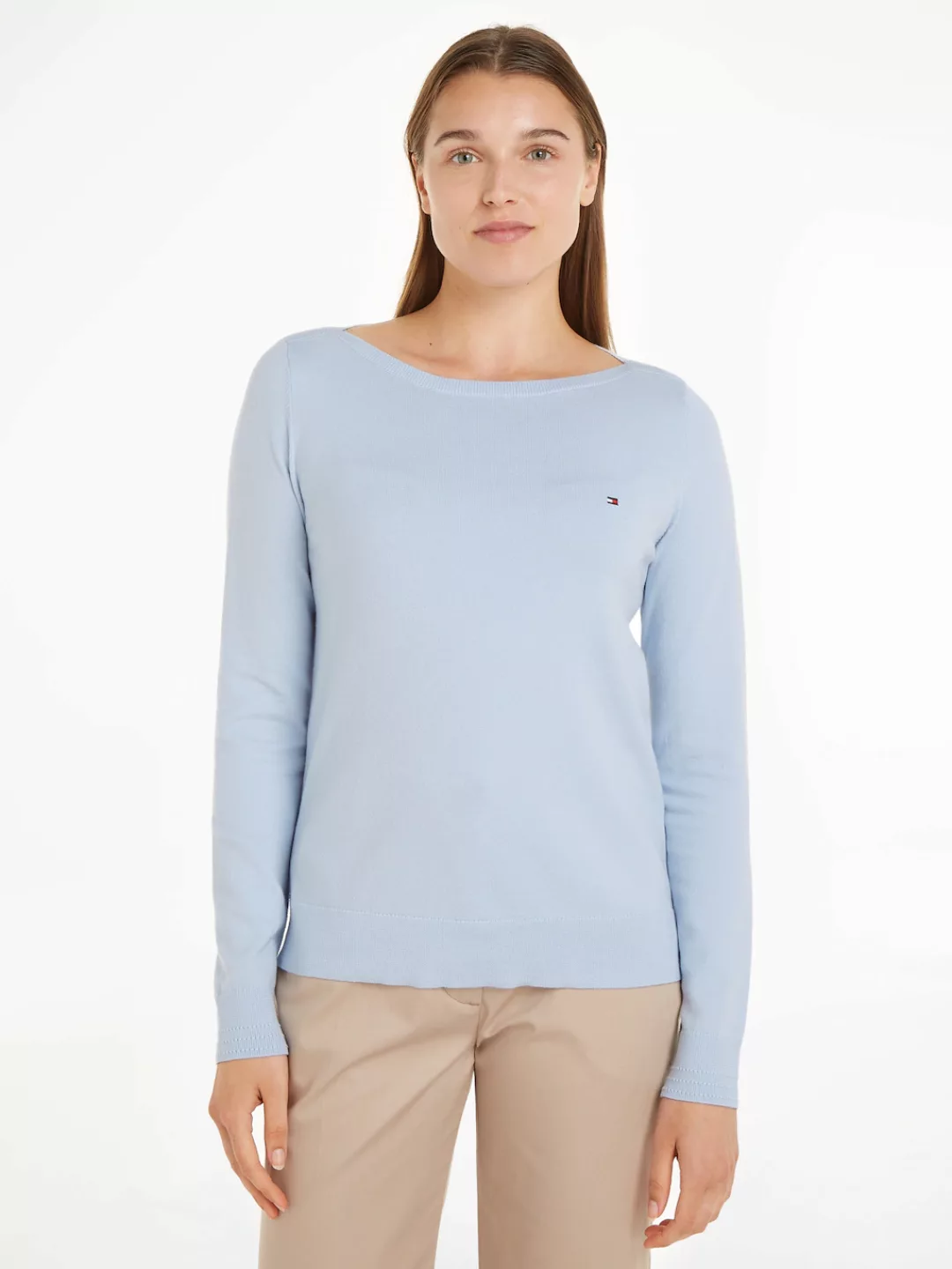 Tommy Hilfiger Strickpullover CO JERSEY STITCH BOAT-NK SWEATER mit Tommy Hi günstig online kaufen