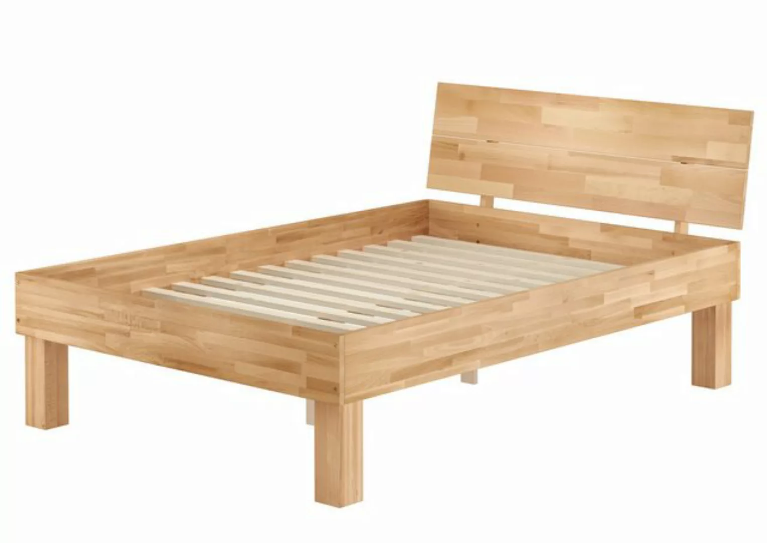 ERST-HOLZ Bett Doppelbett Buche massiv überlang hohe Sitzkante 140x220 mit günstig online kaufen