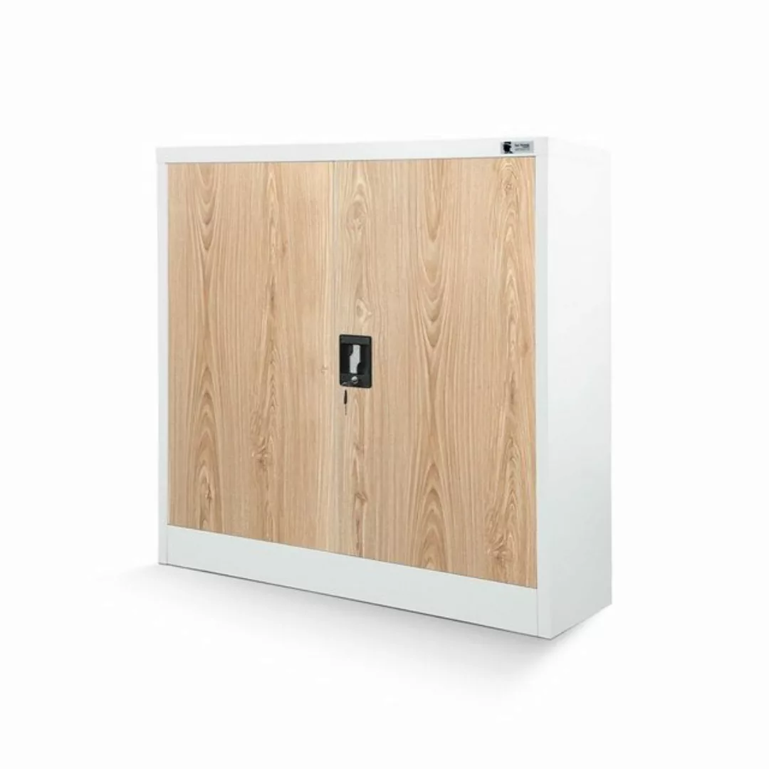 Jan Nowak Aktenschrank Aktenschrank Stahlschrank weiß-holz 900x90x40 günstig online kaufen