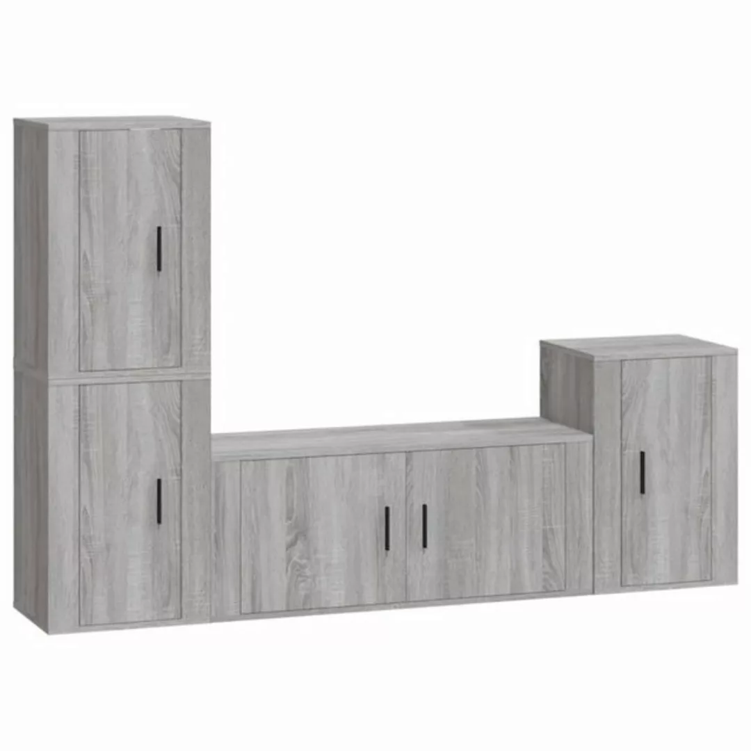 furnicato TV-Schrank 4-tlg. TV-Schrank-Set Grau Sonoma Holzwerkstoff günstig online kaufen