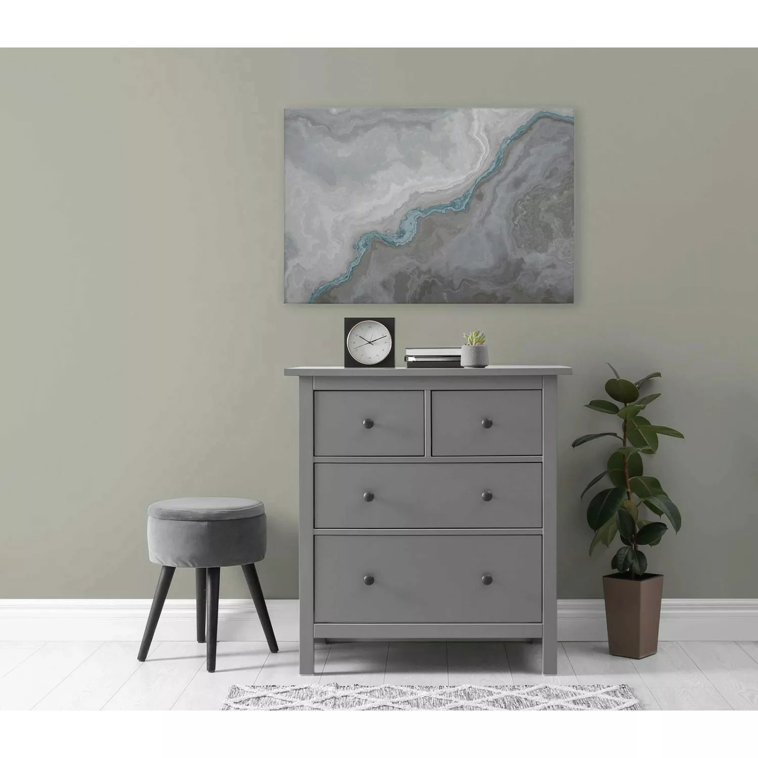 Bricoflor Marmor Bild Blau Grau Leinwandbild In Quarz Optik Für Badezimmer günstig online kaufen