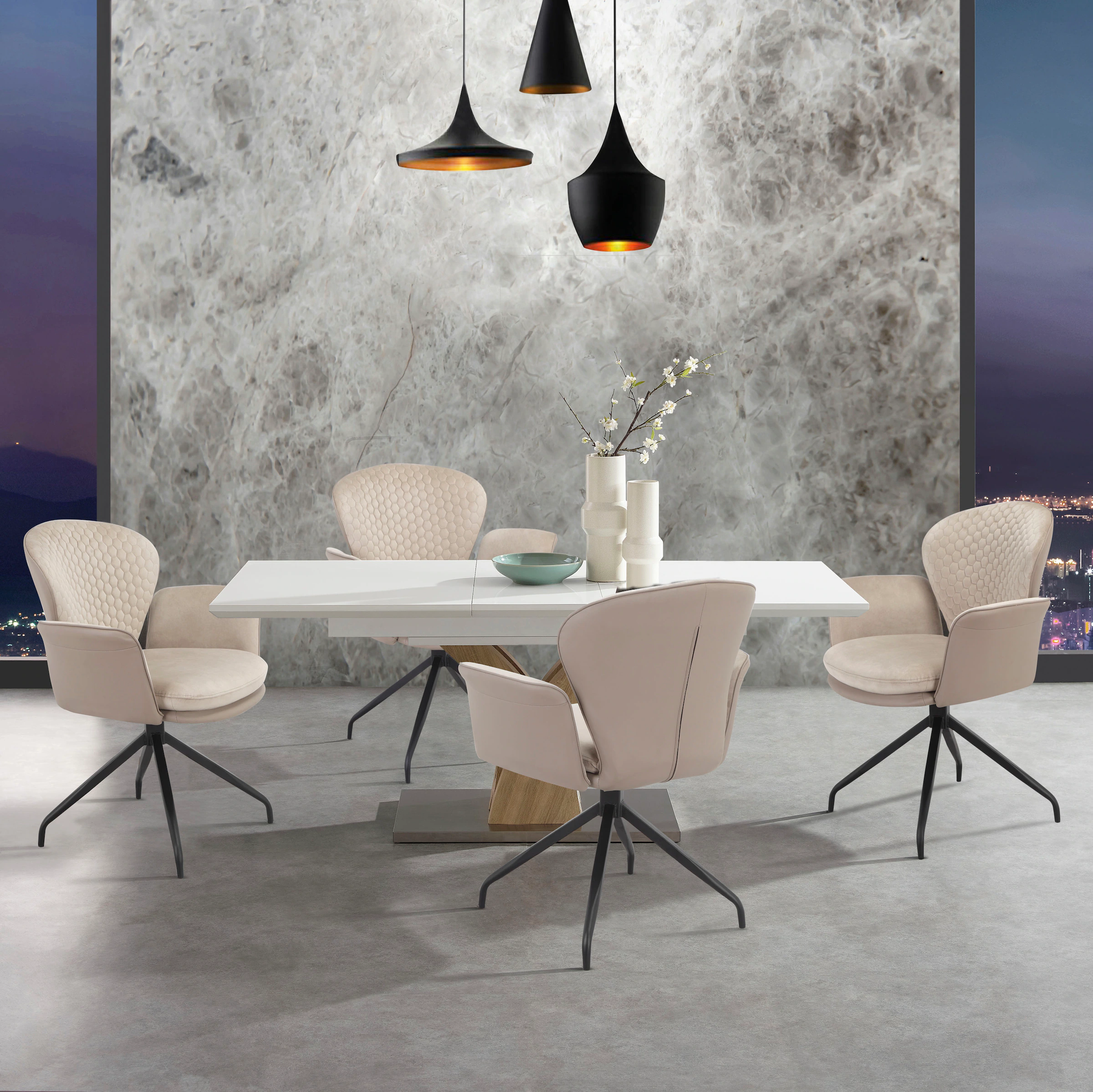 Places of Style Esszimmerstuhl "Leonidas", 2 St., Veloursstoff-Kunstleder, günstig online kaufen