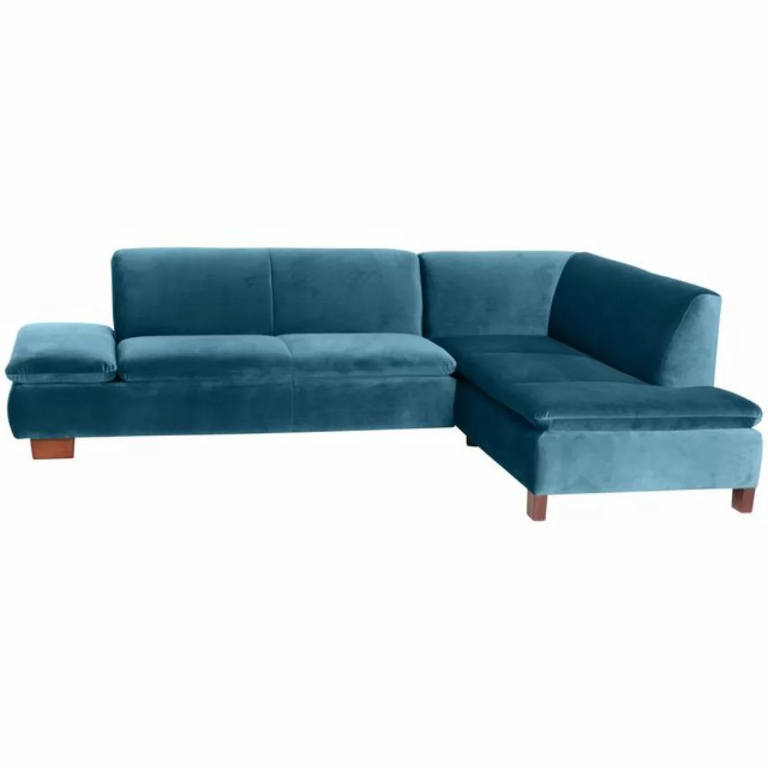 58 aufm Kessel Sofa mit Ottomane rechts Kaye Bezug Samtvelours Buche nussba günstig online kaufen