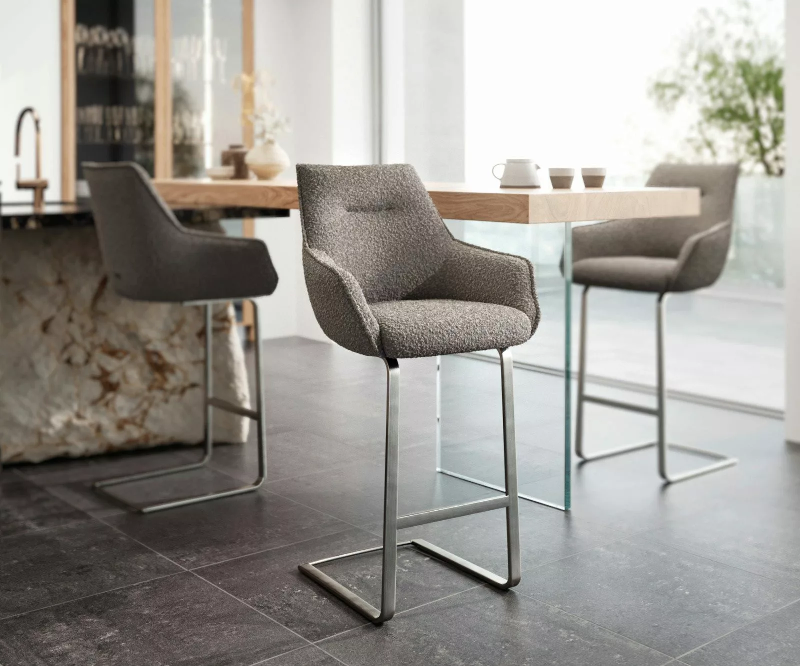 DELIFE Barhocker Alja-Flex, Freischwinger flach Edelstahl günstig online kaufen