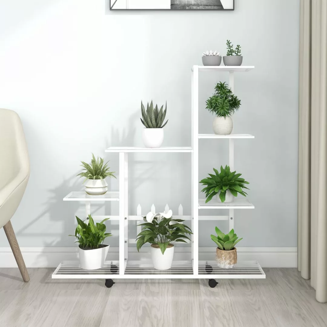 Blumenstender Auf Rollen 94,5x25x92,5 Cm Weiß Metall günstig online kaufen