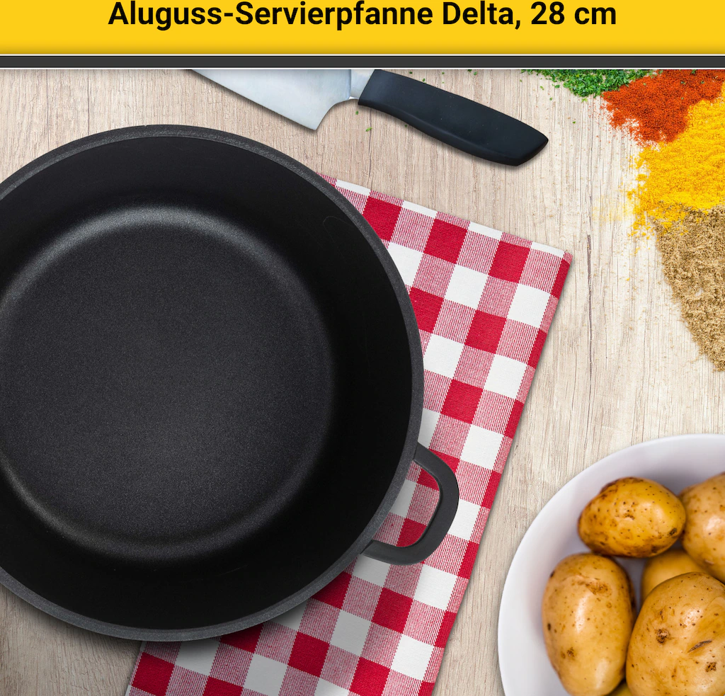 Krüger Servierpfanne »Aluguss Servierpfanne DELTA, 28 cm«, Aluminiumguss, ( günstig online kaufen