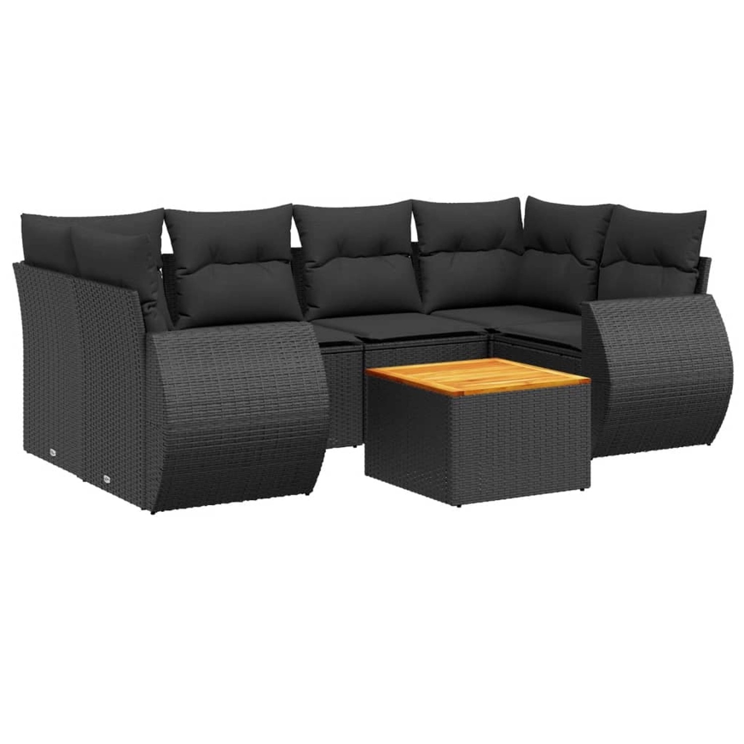 vidaXL 7-Tlg Garten-Sofagarnitur mit Kissen Schwarz Poly Rattan 3257231 günstig online kaufen