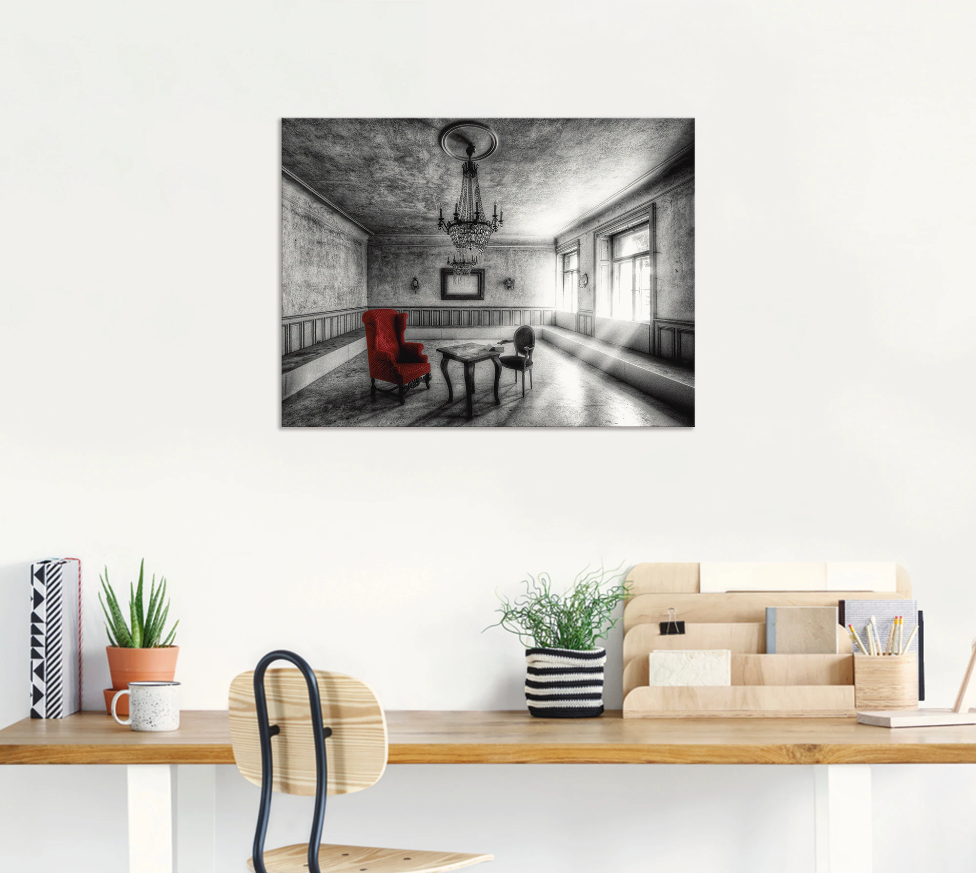 Artland Wandbild "Lost Place - Roter Sessel", Architektonische Elemente, (1 günstig online kaufen