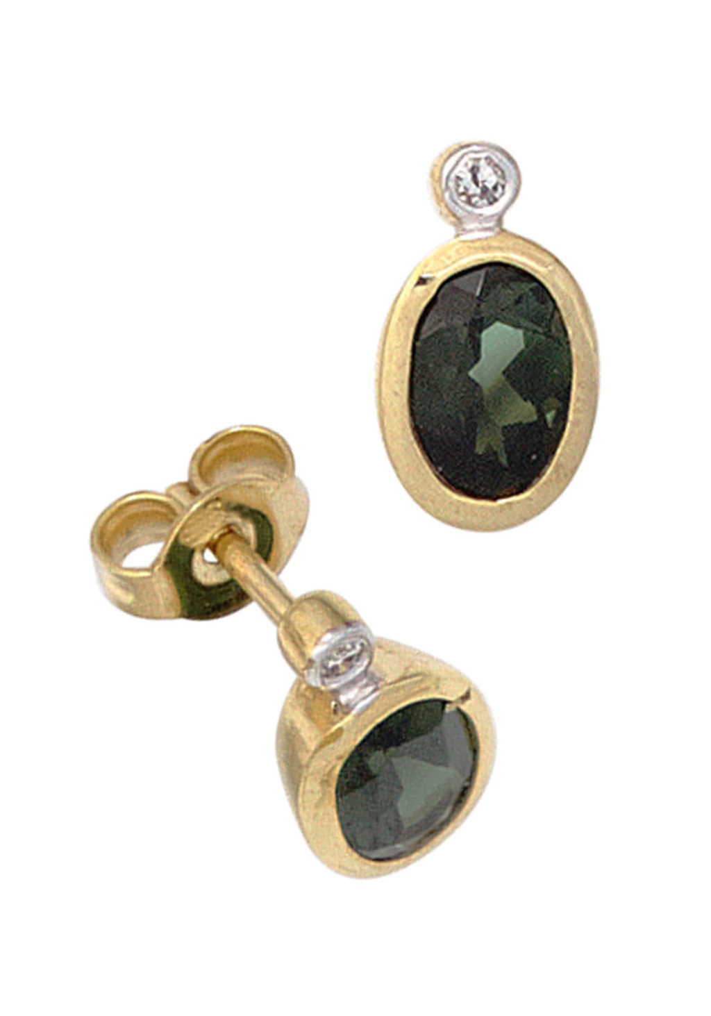 JOBO Paar Ohrstecker "Ovale Ohrringe mit Turmalin und Diamanten", 585 Gold günstig online kaufen