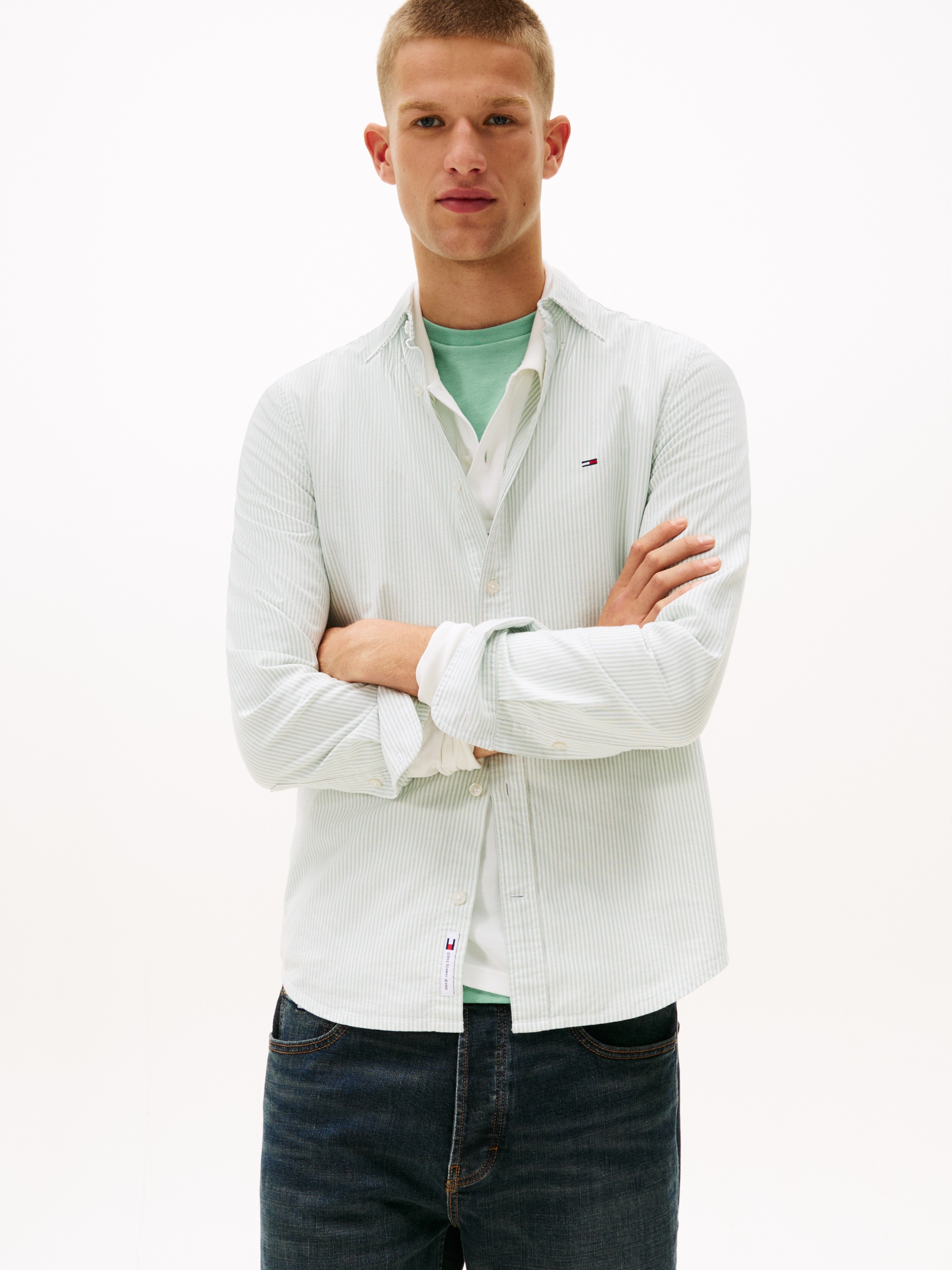 Tommy Jeans Langarmhemd "TJM SLIM STRIPE OXFORD SHIRT EXT", Mit Button-Down günstig online kaufen