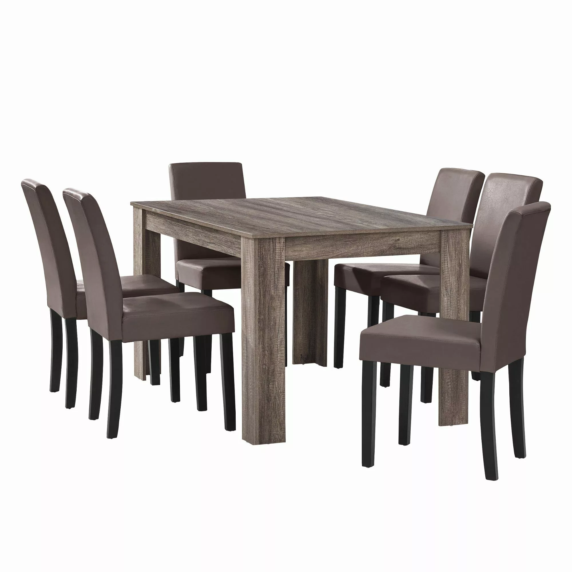 en.casa Essgruppe, (7-tlg., Esstisch mit 6 günstig online kaufen