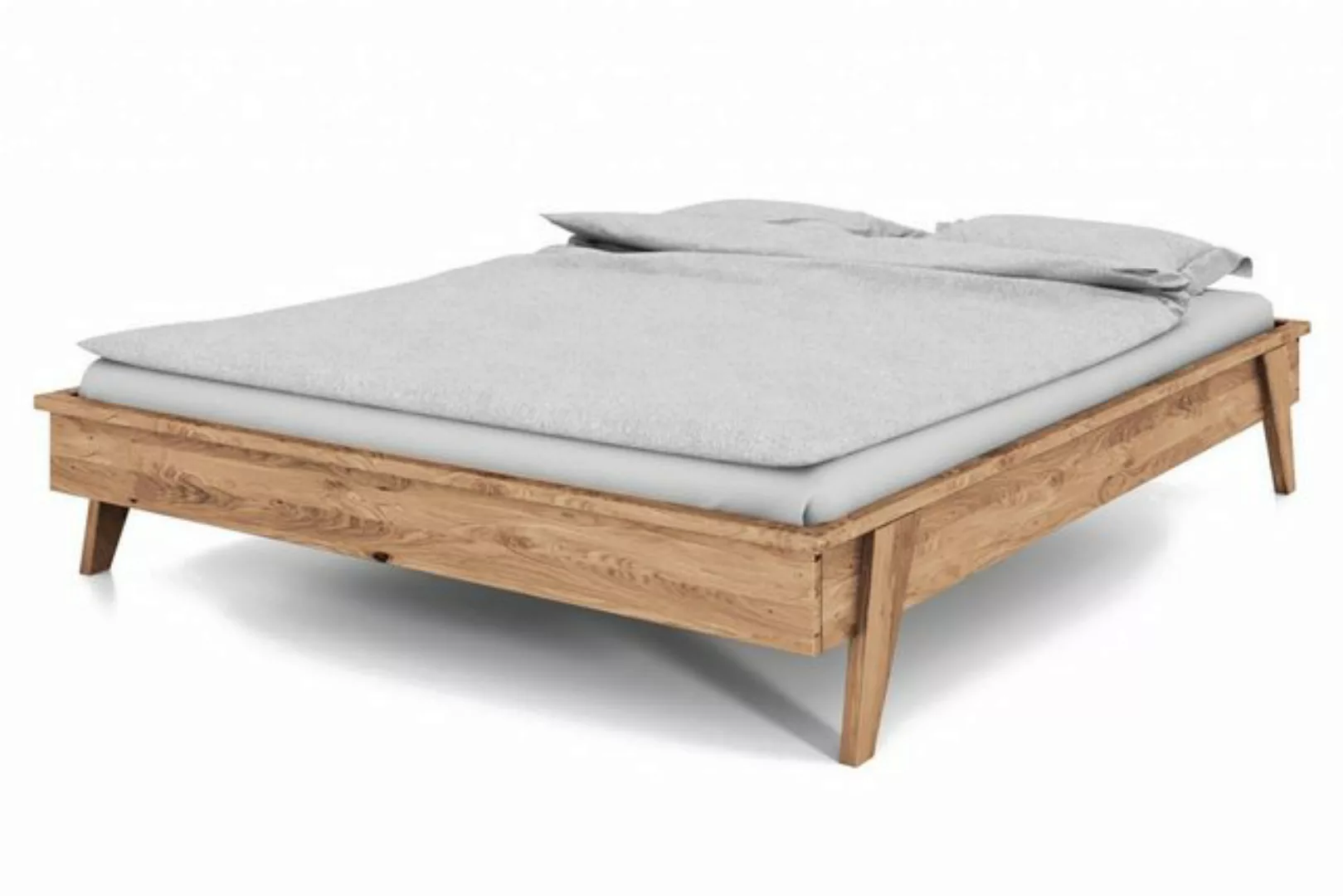 Natur24 Einzelbett Jetro Bett aus Wildeiche massiv bianco 90x200 cm ohne Ko günstig online kaufen