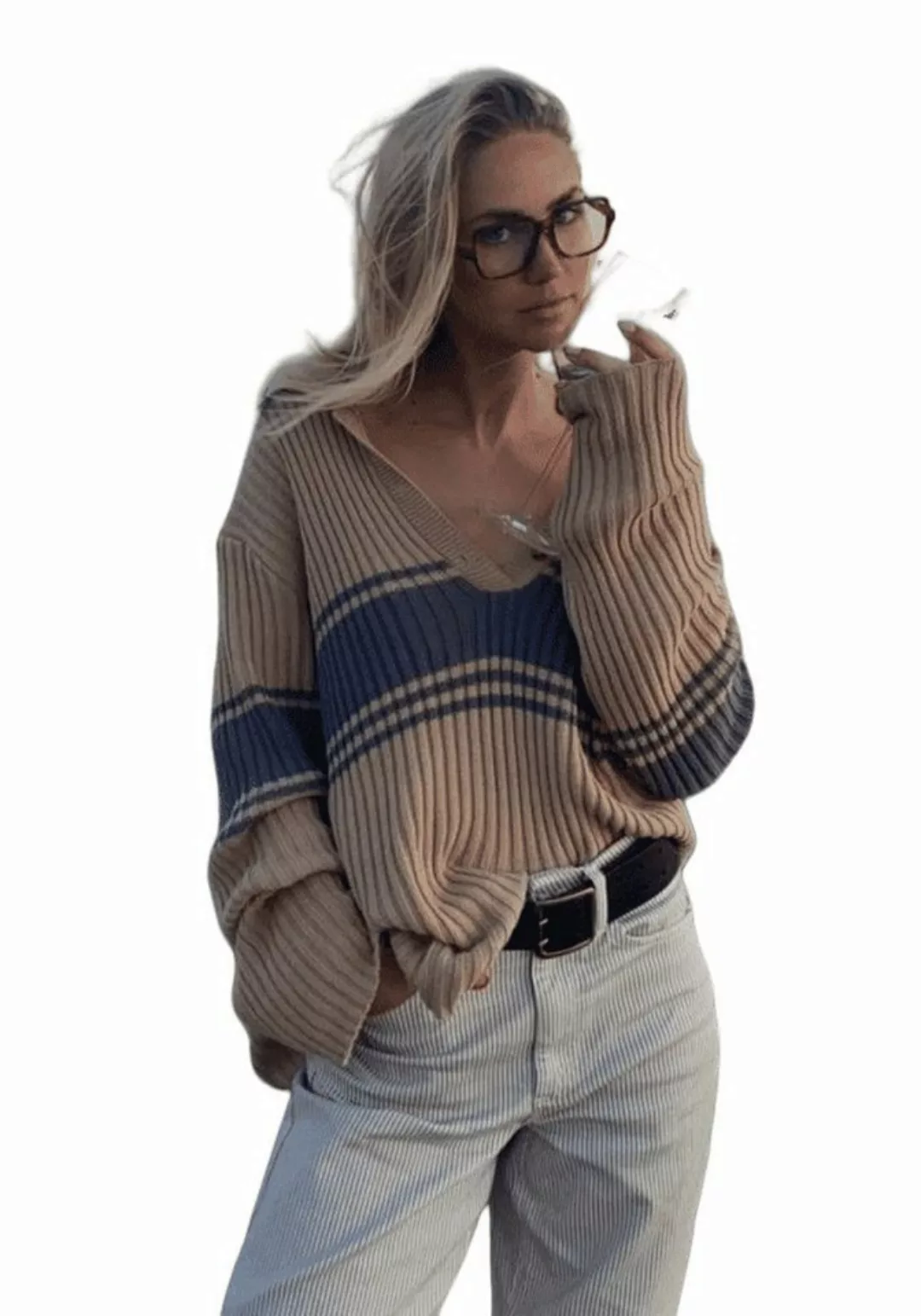 Nebelmeer Strickpullover Modischer All-Match Strickpullover Oberteil Damen günstig online kaufen