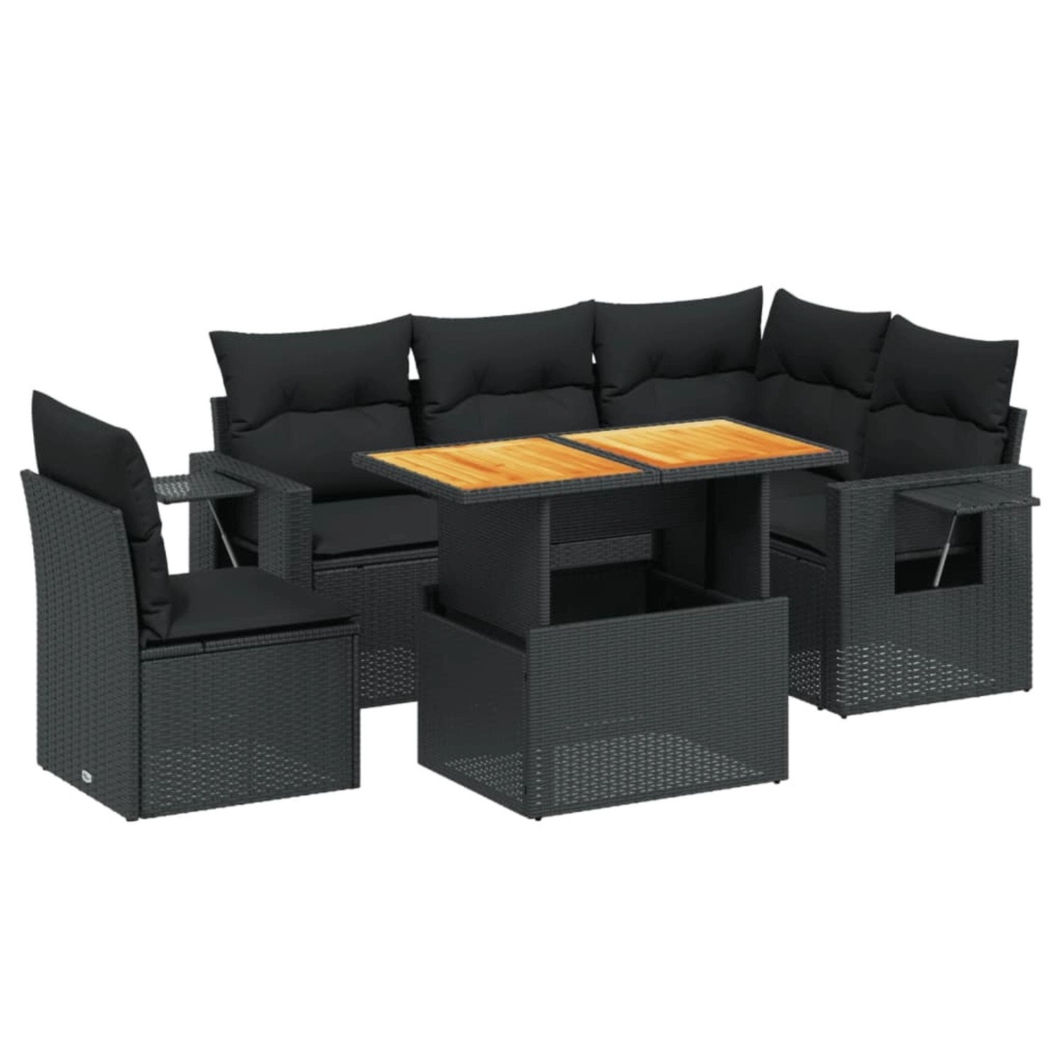 vidaXL 6-Tlg Garten-Sofagarnitur mit Kissen Schwarz Poly Rattan 3271755 günstig online kaufen