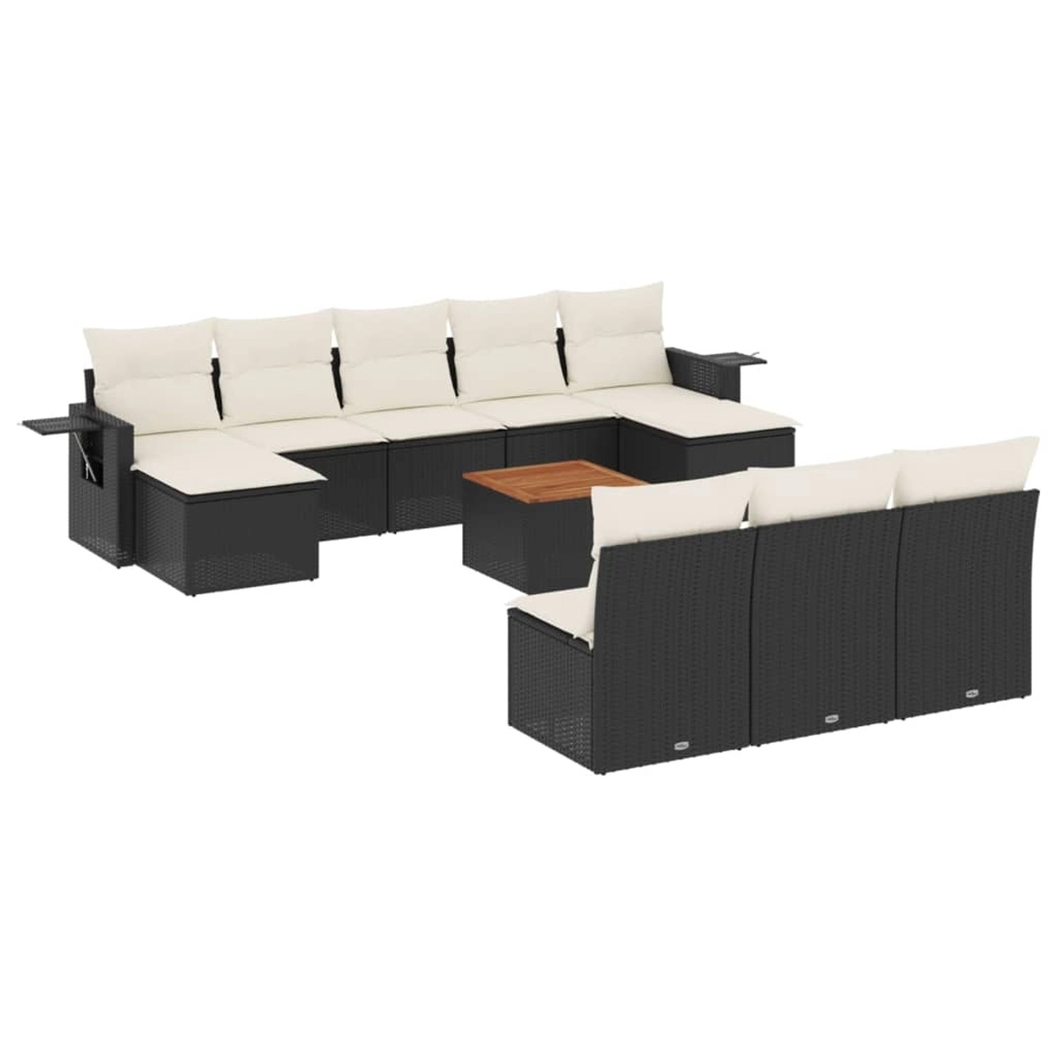 vidaXL 11-Tlg Garten-Sofagarnitur mit Kissen Schwarz Poly Rattan 3257099 günstig online kaufen