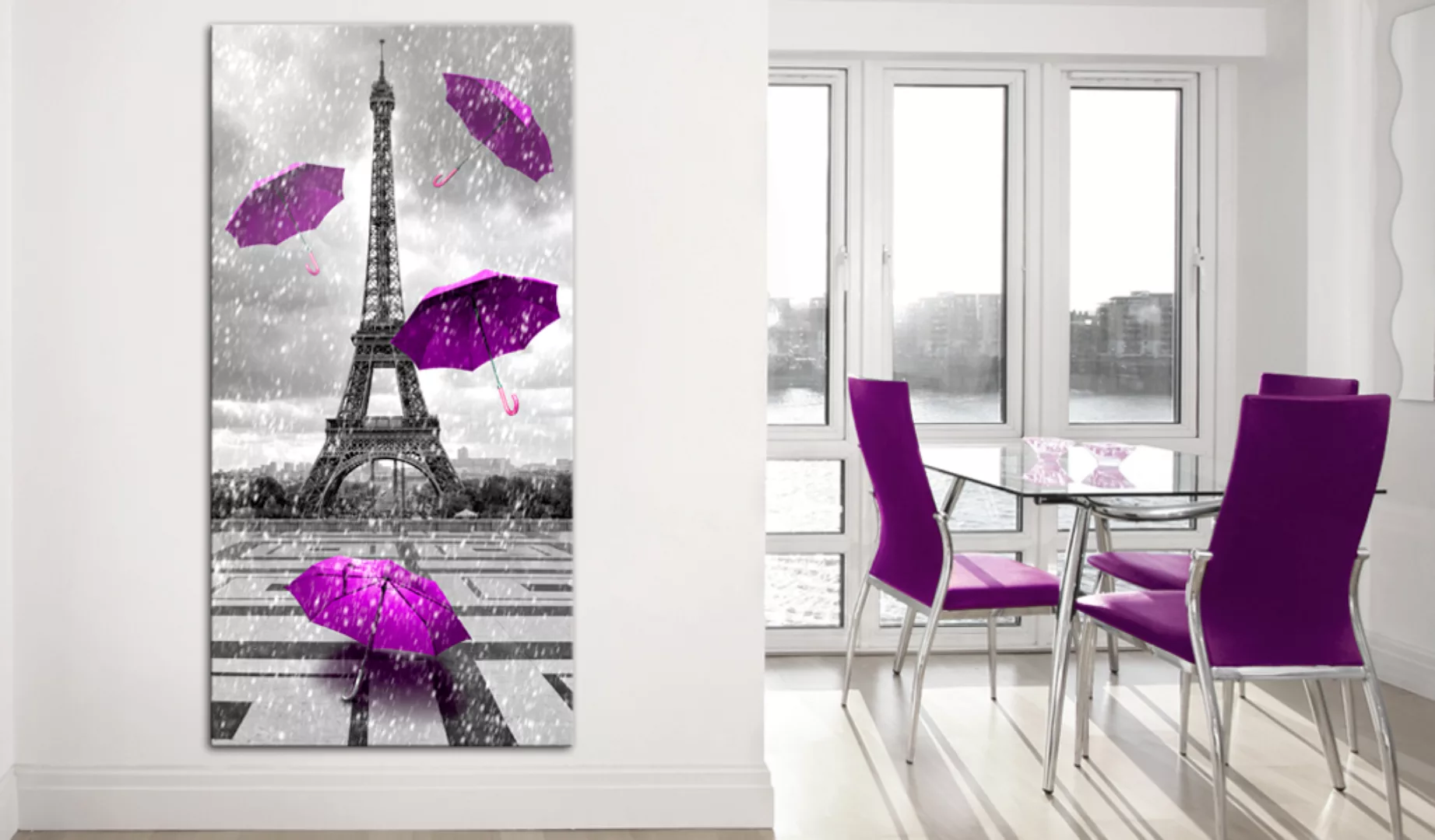 Wandbild - Paris: Purple Umbrellas günstig online kaufen