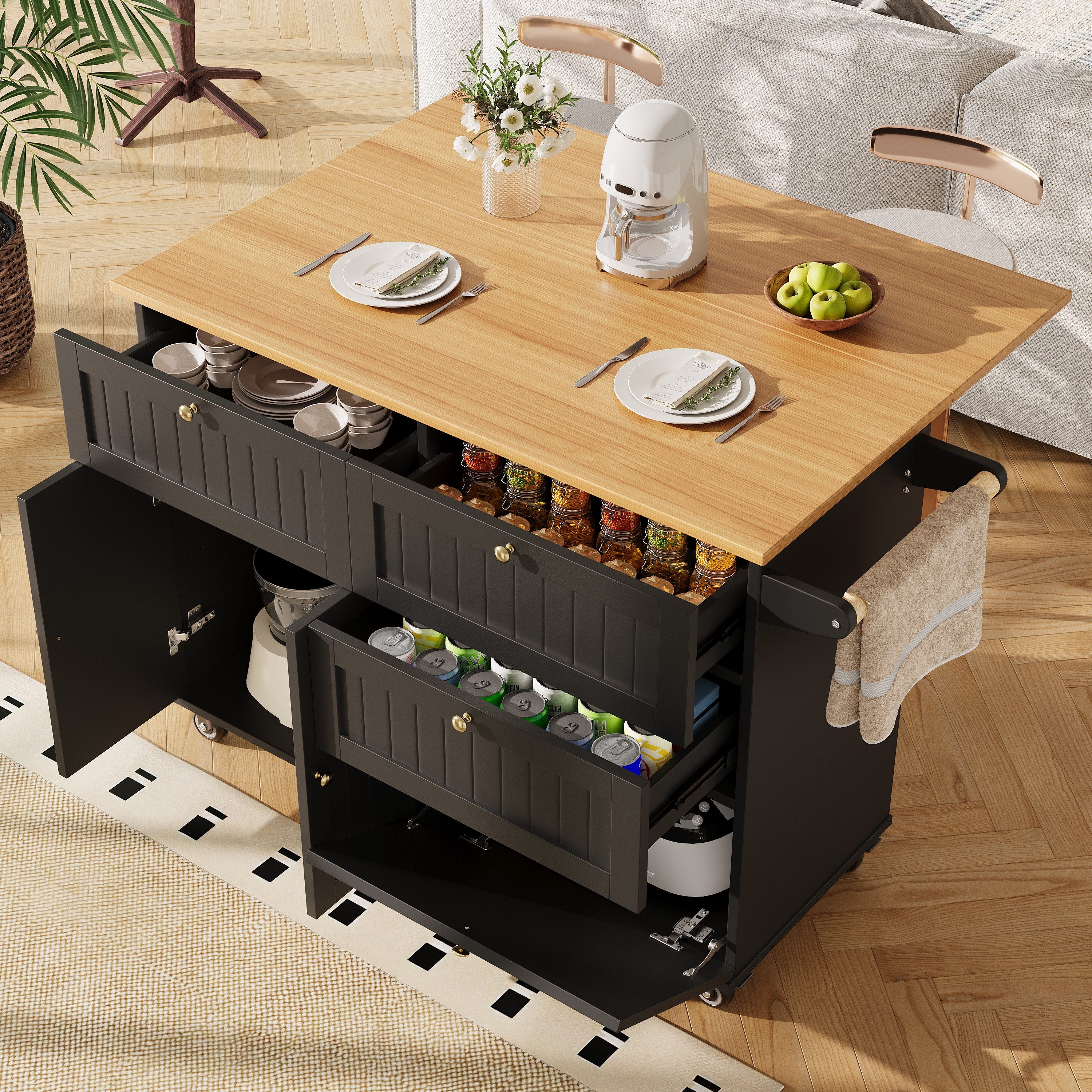 HAUSS SPOLE Küchenwagen mit Holzmaserung, Speicherraum, günstig online kaufen